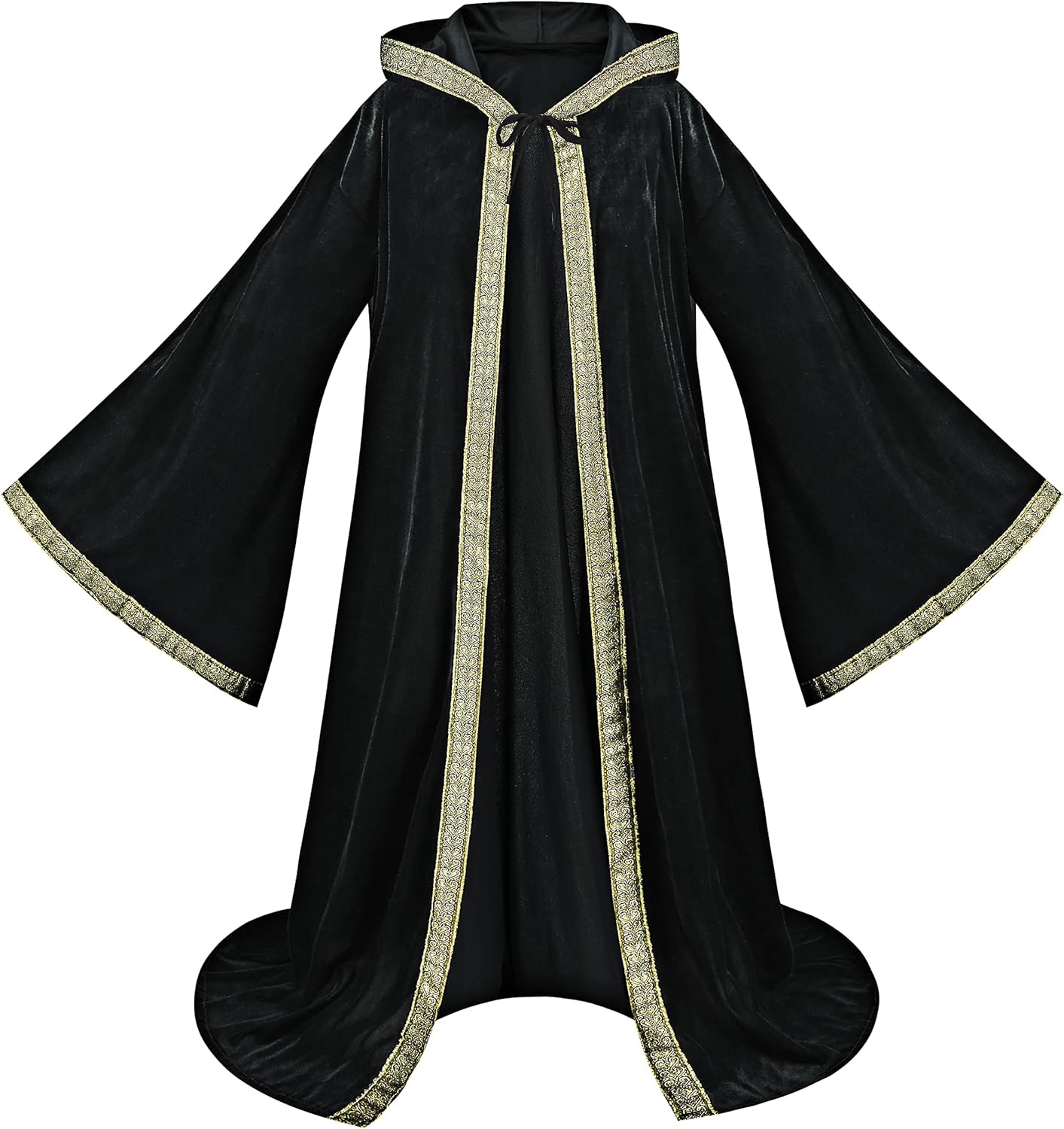 TOONRAIN Velvet Wizard Hooded Robe for Adult, Medieval Cape Renaissance Cloak for Men Women Halloween Costume