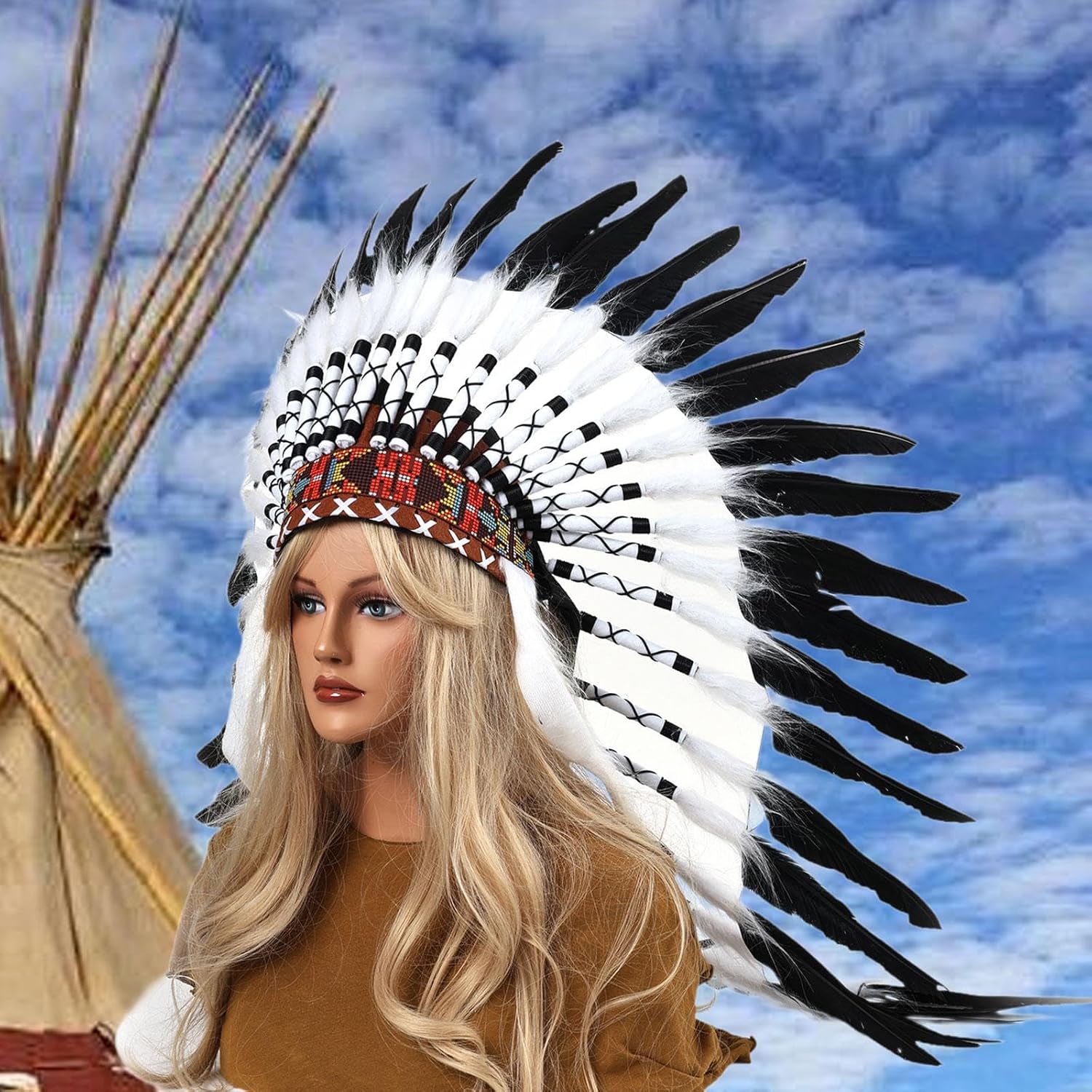 Native Headdress Decorative American Chief Indian Hat for Role Playing
