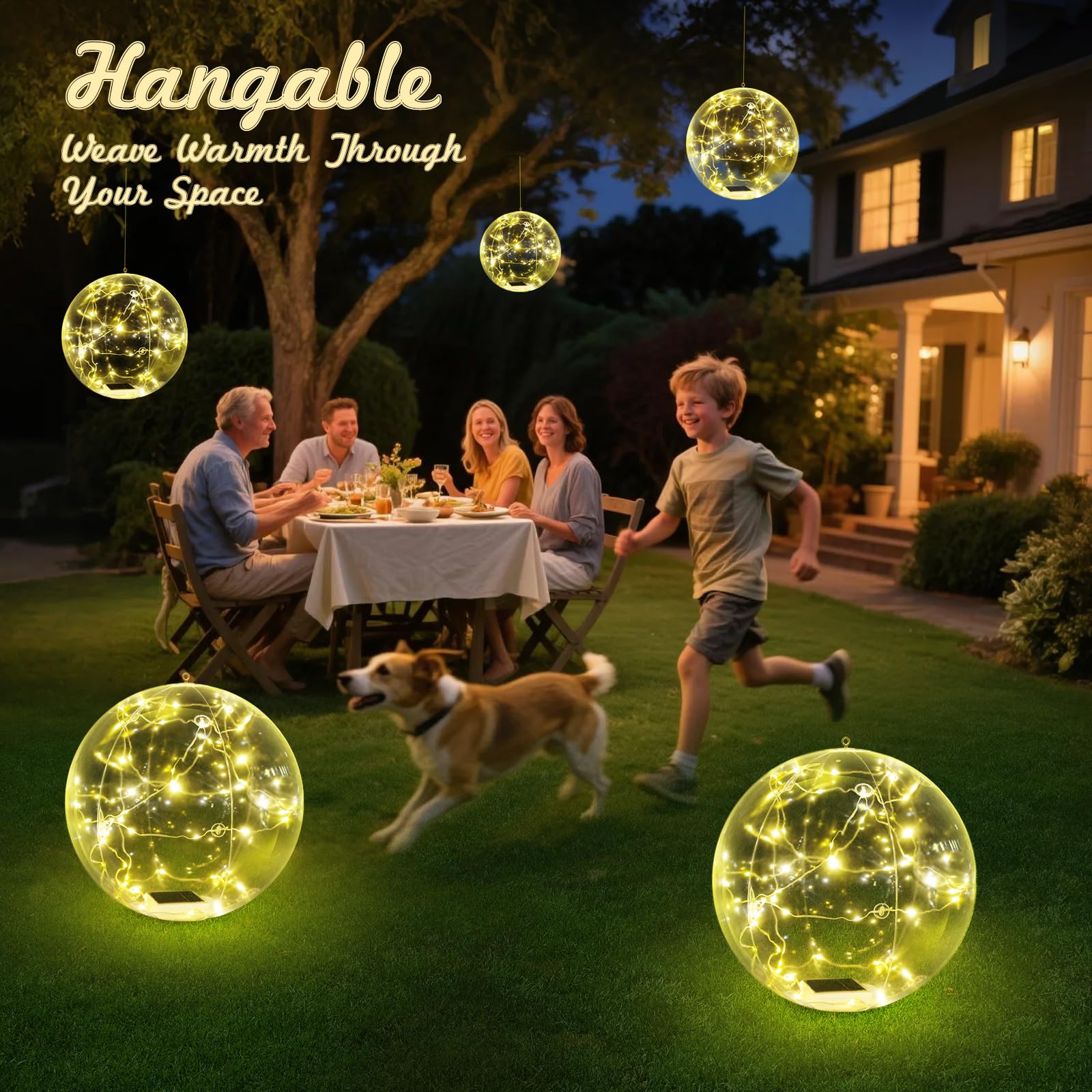 Askyli Schwimmende Pool-Lichter, warmweiße LED-Solar-Lichter, die schwimmen, IP68 wasserdicht, beleuchtete Poolkugeln, 38,1 cm, aufblasbare schwimmende Lichter für Pool-Party, Hochzeitsdekoration (2