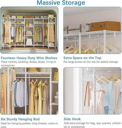 Miniatura 7 de VIPEK U70 - Perchero de ropa extra grande, resistente, portátil, para dormitorio, almacenamiento de ropa, armario, organizador de ropa de alambre