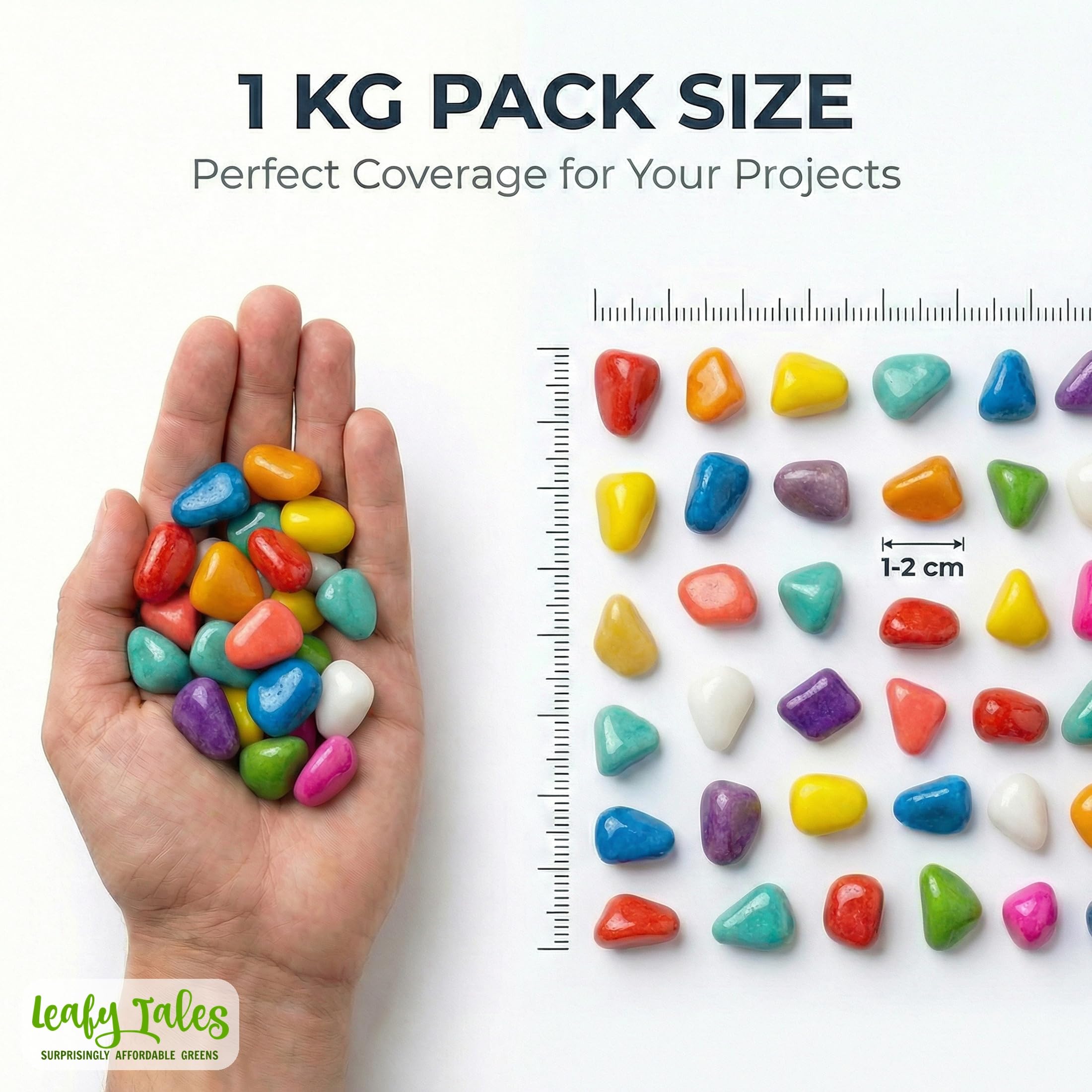 Leafy Tales Rainbow Colored Pebbles 1 kg 2