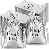 Vista 17 de Roowest 100 bolsas de regalo de satén con cordón de agradecimiento para joyas, bolsas de dulces para bodas, despedidas de soltera, baby shower, Azul