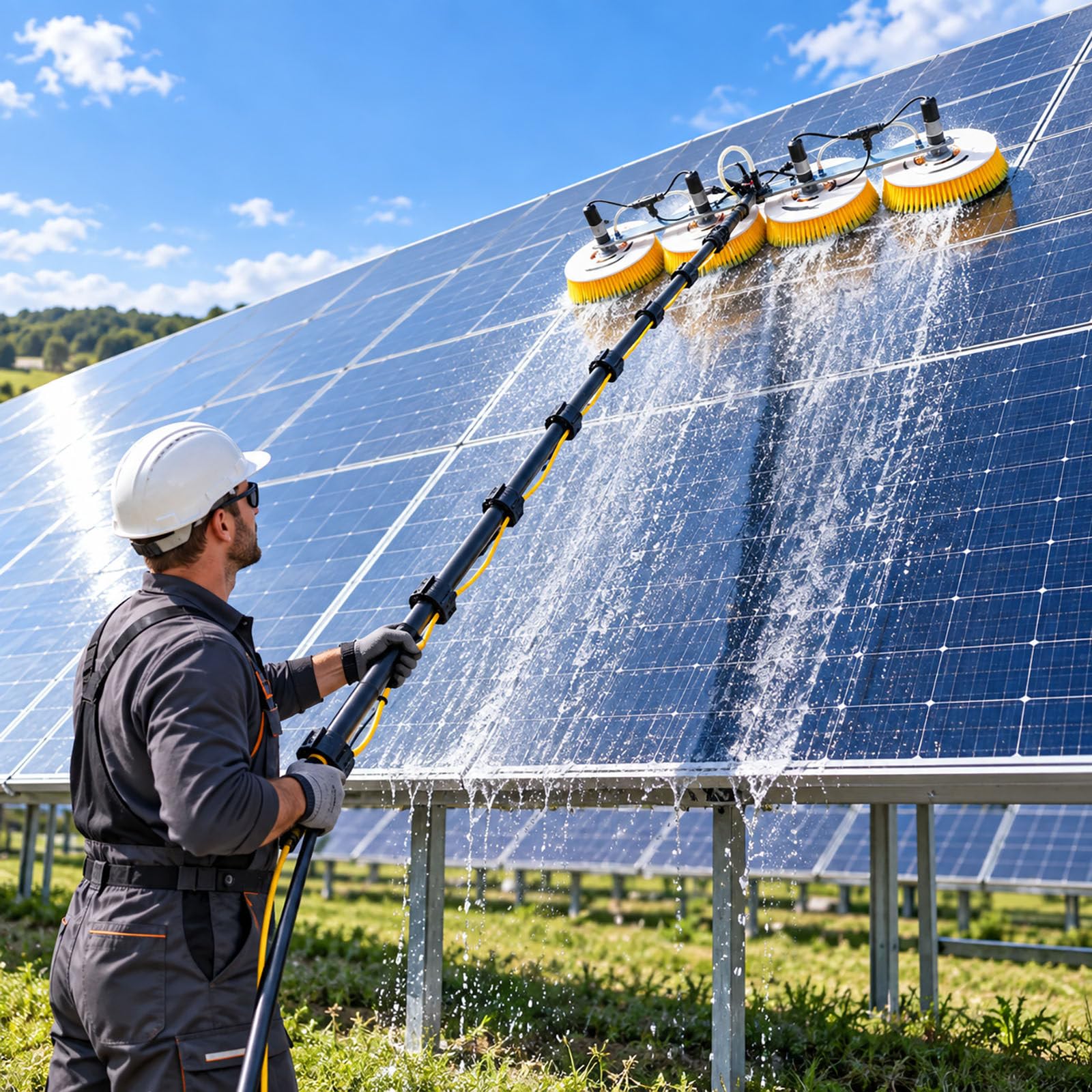 Kit Solar 4 Cabezales Giratorios con Pértiga Extensible 3m