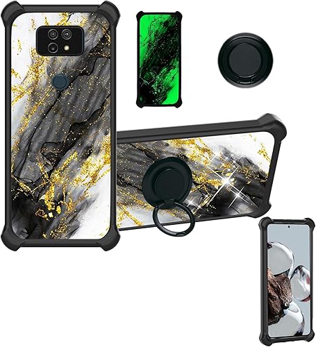 Aroepurt Funda para Oppo A54S compatible con Oppo A54S con protector de pantalla de vidrio templado, PC + TPU 2 en 1, soporte de anillo, purpurina Aroepurt Funda para Oppo A54S compatible con Oppo A54S con protector de pantalla de vidrio templado, PC + TPU 2 en 1, soporte de anillo, purpurina