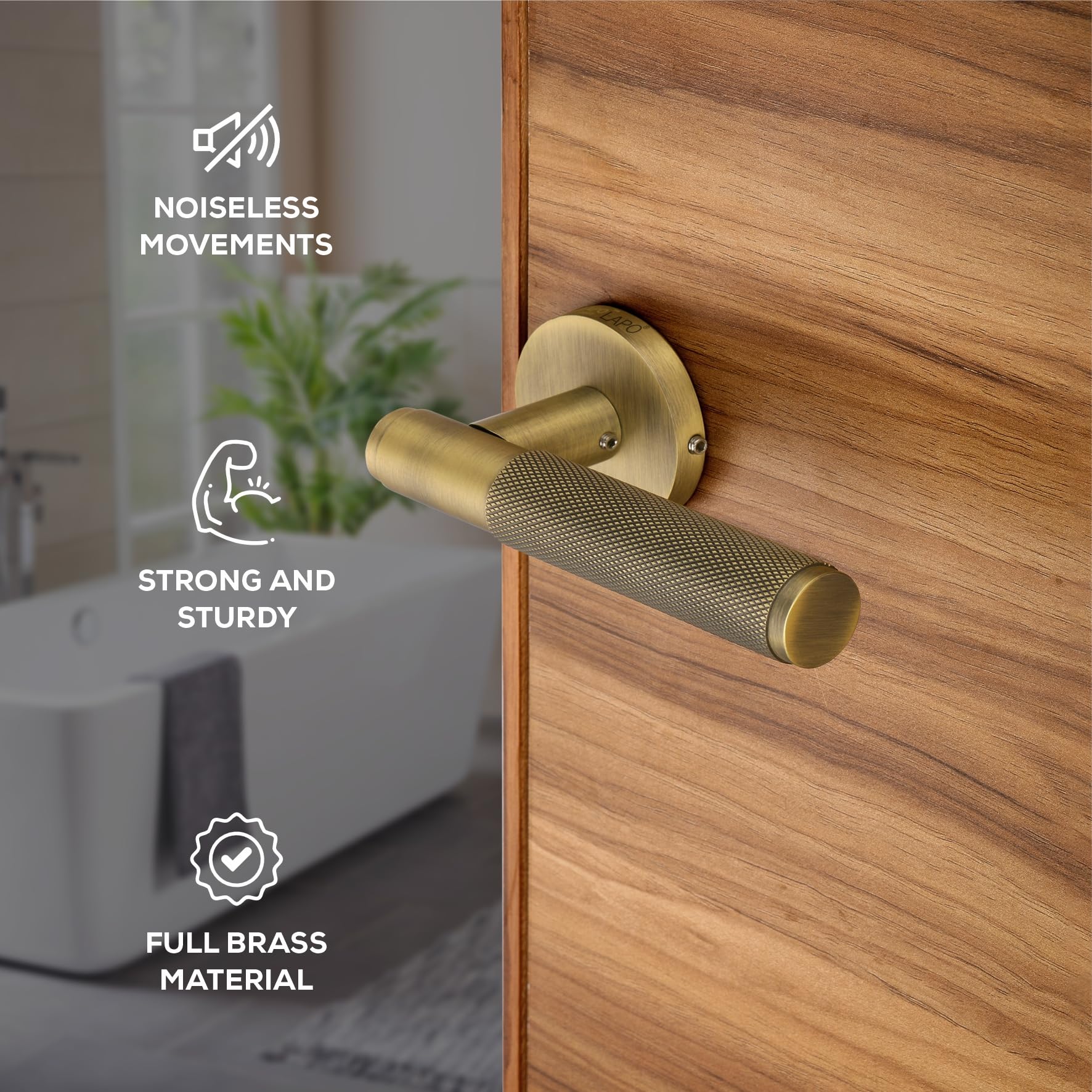 LAPO Antique Bathroom Door Lock - Keyless & Brass -3