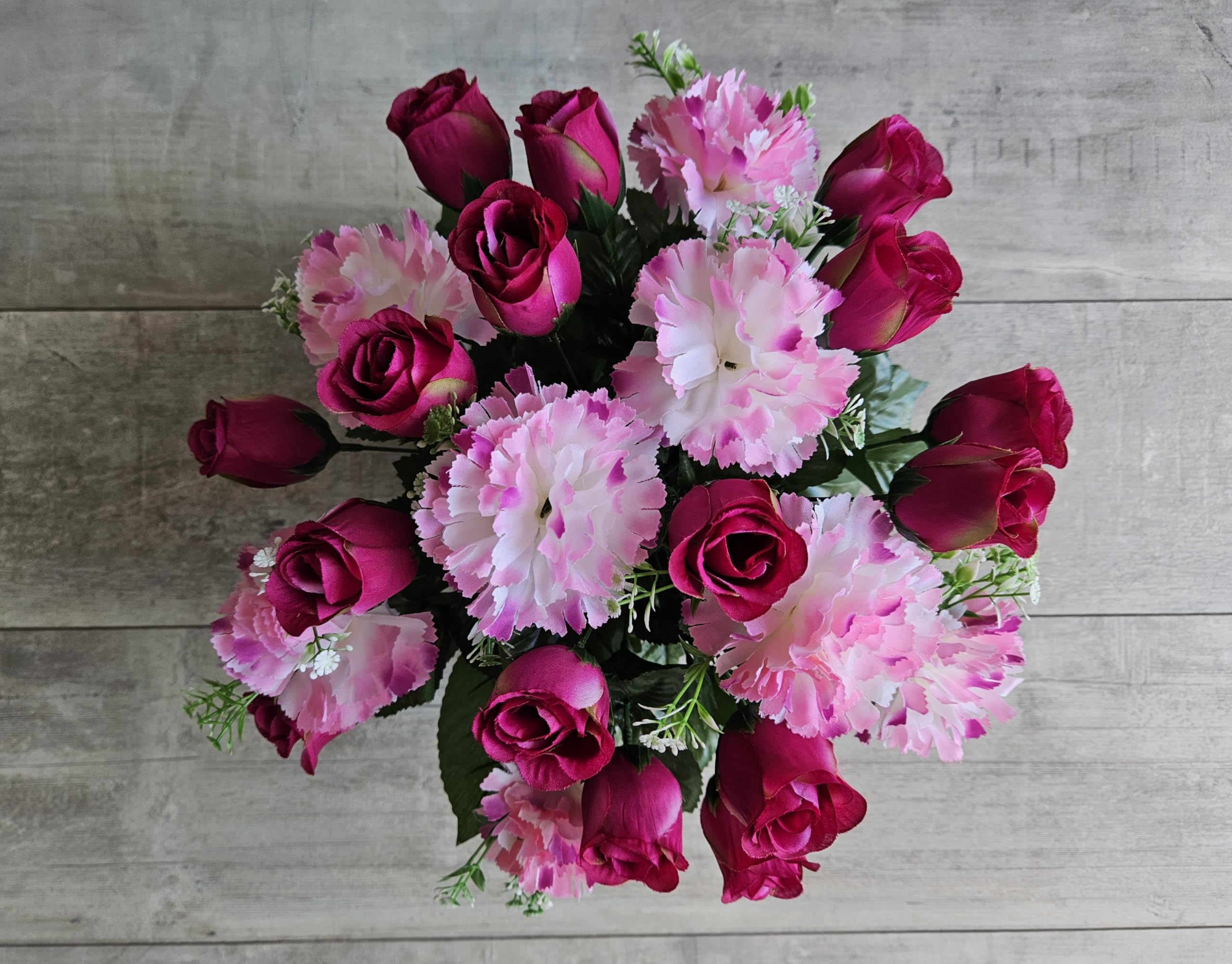 Composition de Fleurs Artificielles, Lesté Ciment pour Une Très Bonne Tenue à L extérieur. Réalisé par nos Soins, Fleurs de qualité. Dimension - Diamètre/48cm - Haut/32cm