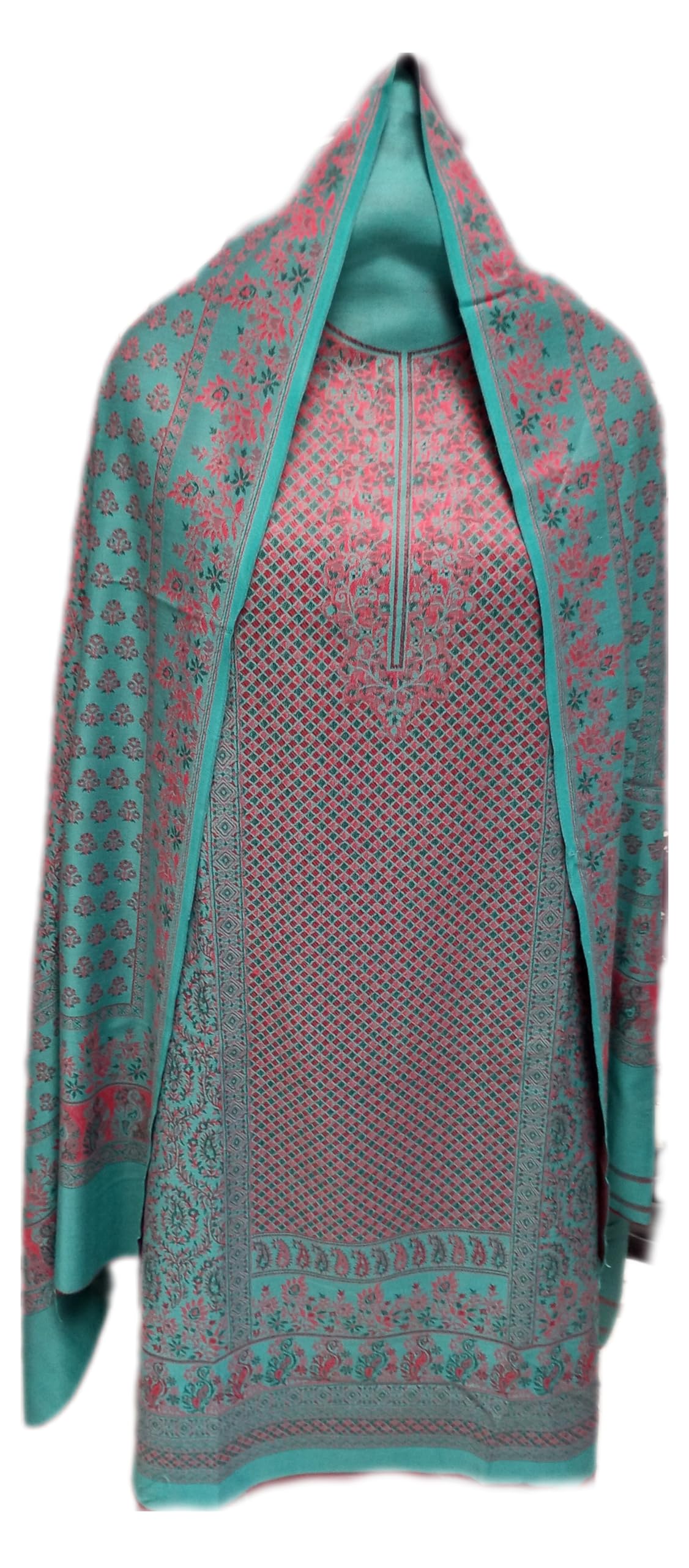 Latest Womens designer Woolen Kashmiri Suit For Women With Salwar And Shawl Winter Wear Kani Unstitched Fabric Woollen Kurta Pant Set Dress Material paisley design by pure Pashmina wooltex..-picture-13