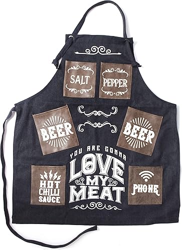 Boxer Gifts Canvas Love My Meat - Delantal, color negro