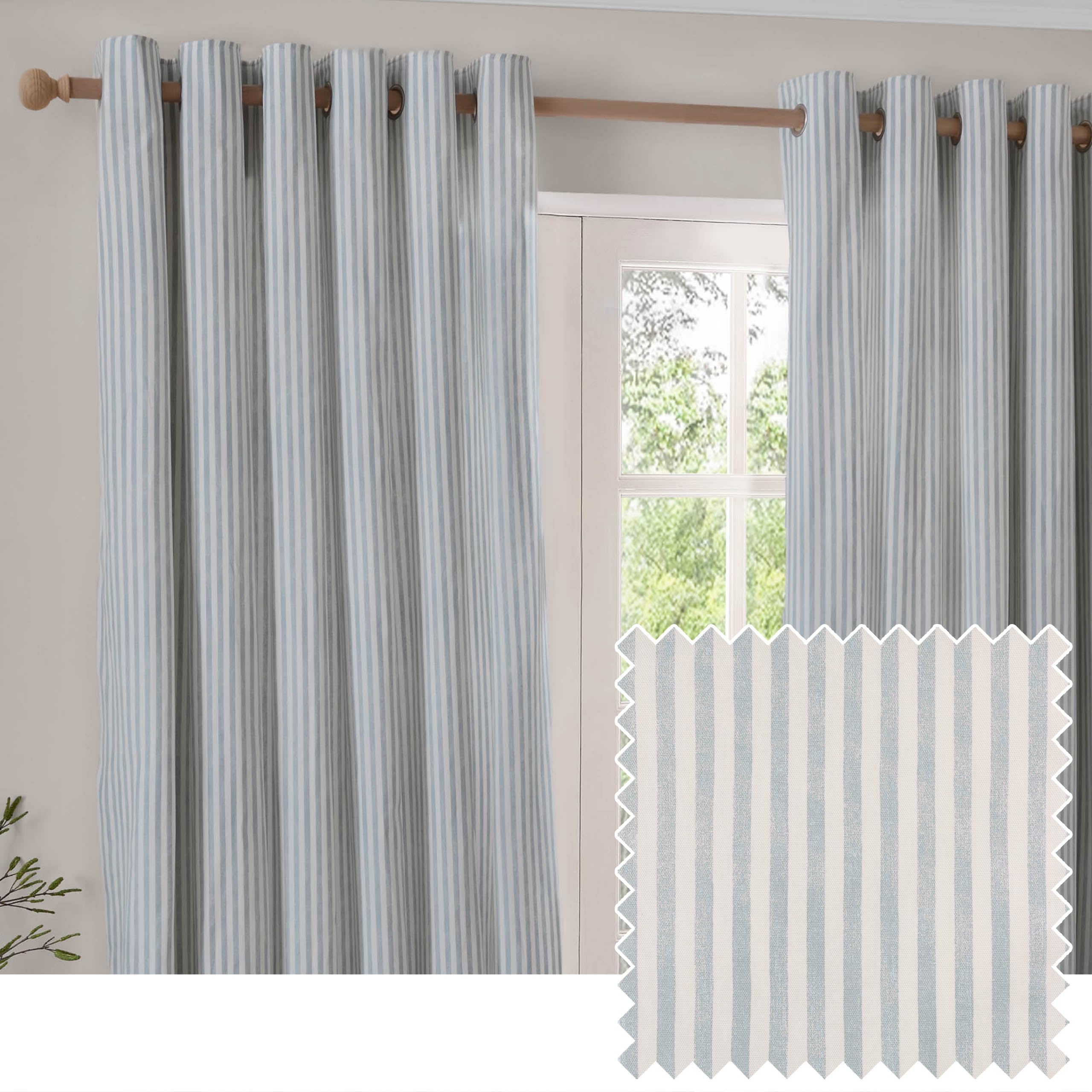 Yard Hebden Eyelet Curtains - Blue - 168cm