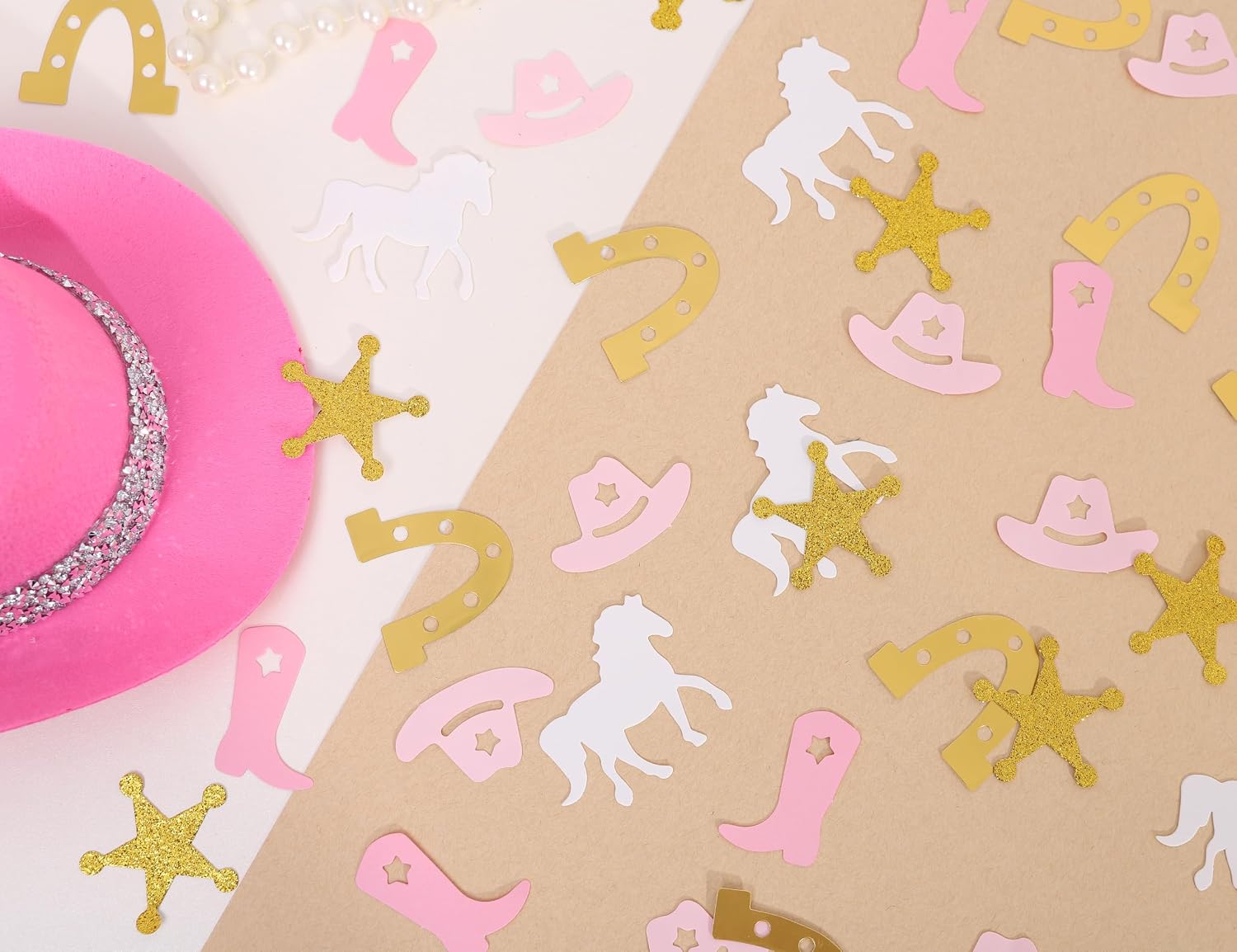Western Cowgirl Confetti – 200 pcs Cowgirl First Rodeo Confetti, Pink Western Table Decorations, Rustic Rodeo Party Supplies for Girls Birthday, Baby Shower, Wild West Theme