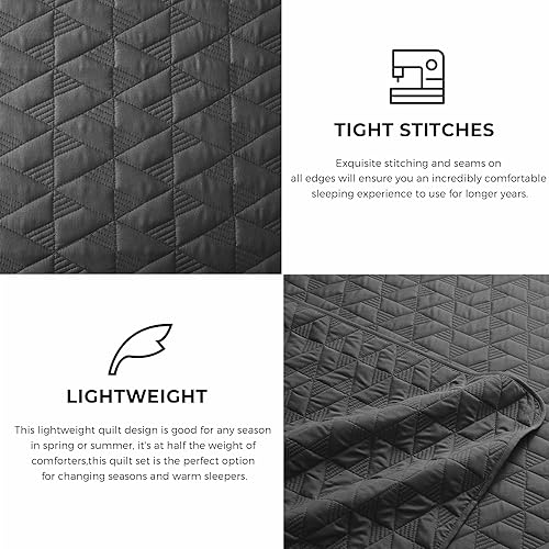 Miniatura 4 de Juego de edredón de tamaño Queen, colcha ligera de gran tamaño, colcha de verano matrimonial para todas las estaciones (1 edredón + 2 fundas de