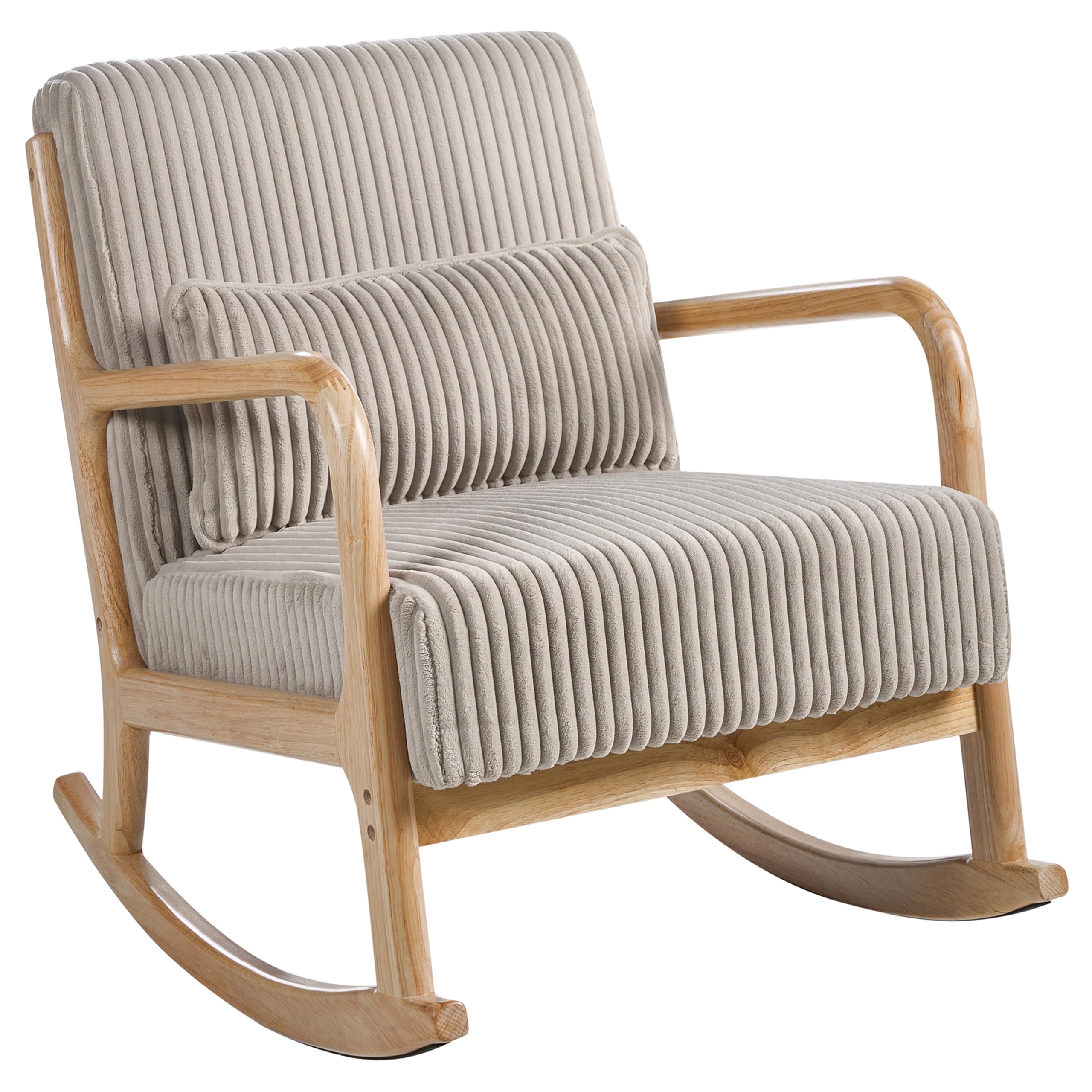 Beliani Silla Mecedora de Pana tapizado Estilo Vintage Estructura de Madera Beige Sorsele