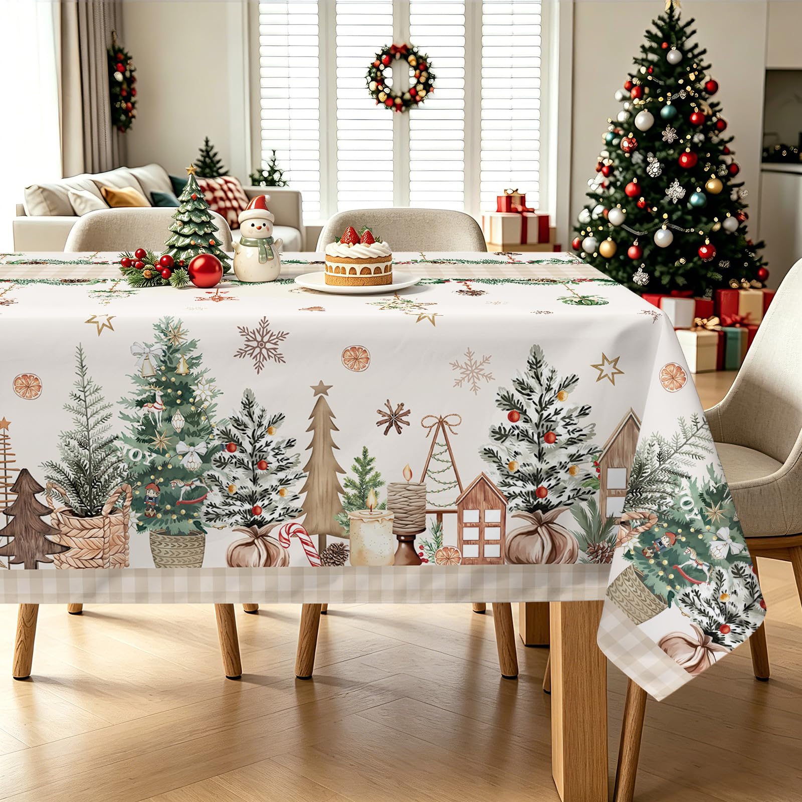 hometrixx Christmas Pine Tree Plaid Bell Rectangle Table Cloth 140x200cm