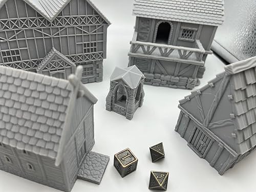 Miniatura 4 de HAUTICO Little Town Houses Scene, arquitectura paisaje de terreno para miniaturas de 0.984-1.181 in, juego de guerra impreso en 3D y pintable