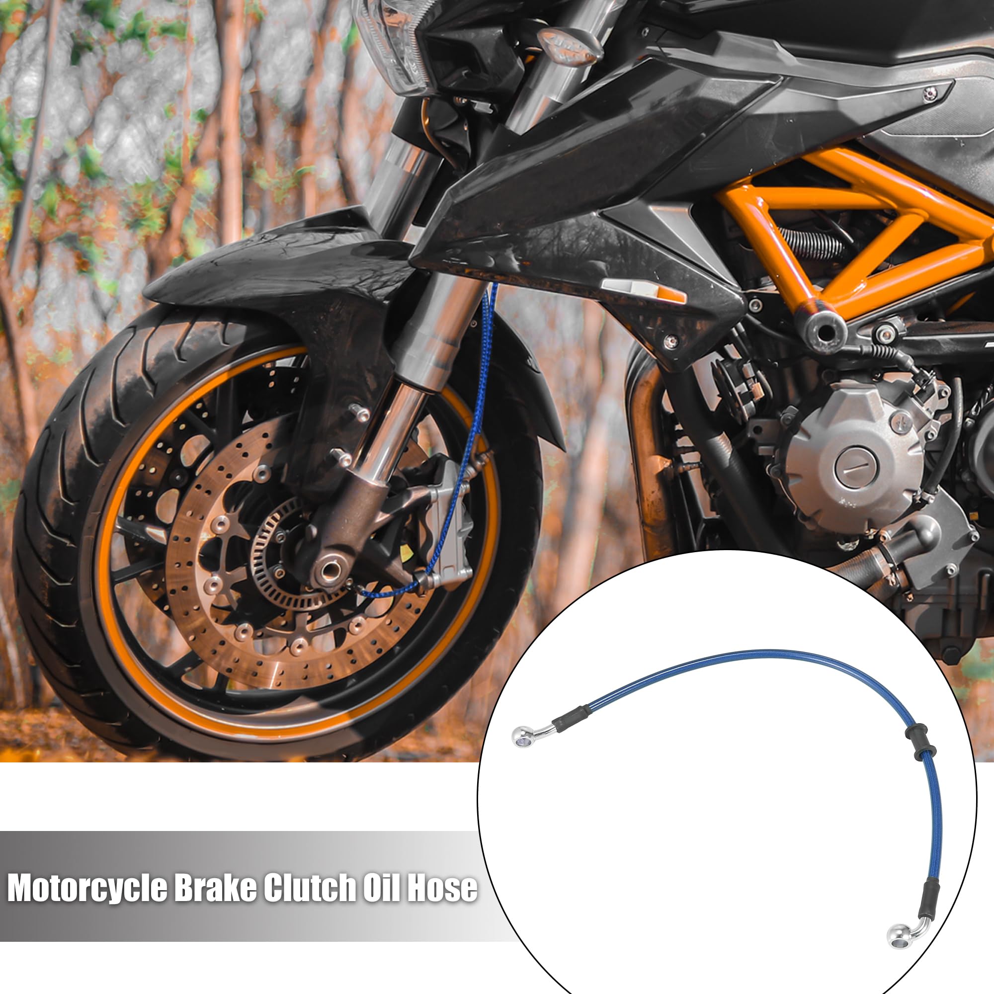 Motoforti 70.87" Motorcycle Hydraulic Brake Line Oil Hose Braided Cable Black