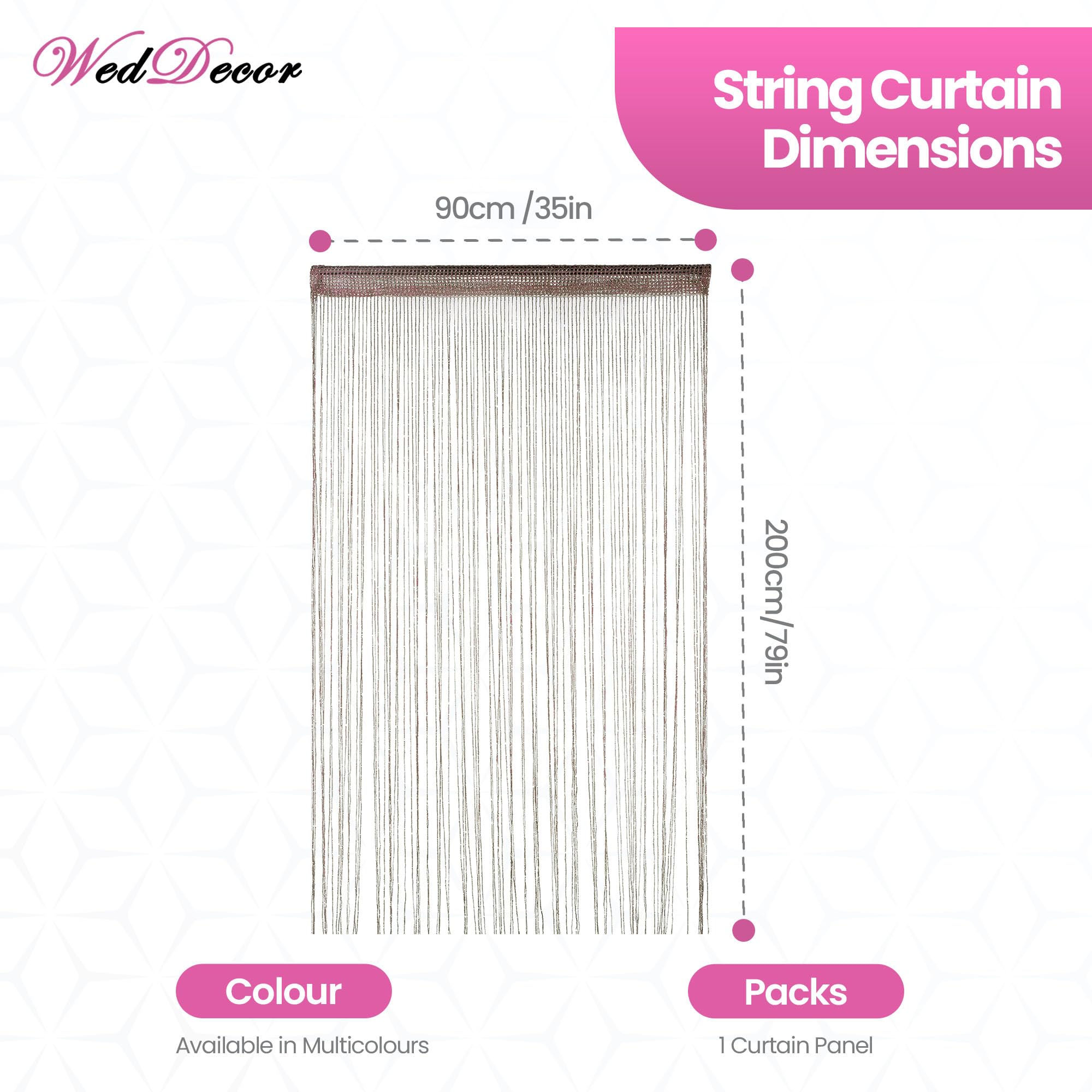Weddecor Stringa Tende Brillantini Frangia Pannello Fly Schermo Divisorio Nappa Tendine per Porte, Porta Ingresso, Windows, Casa Decorazione, Evento Decorazione, (90cm x 200cm) - Champagne, 90 x 200cm