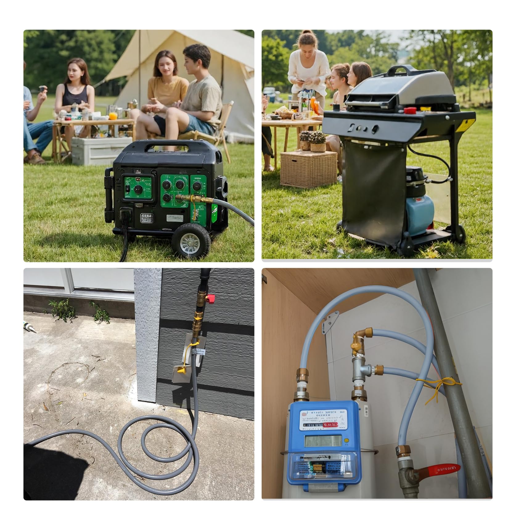 Kit tubo flessibile per gas naturale di grado industriale da 1,27 cm, tubo per gas naturale per barbecue, in ottone a prova di perdite, collegamento rapido, pronto per uragano per generatori e griglie
