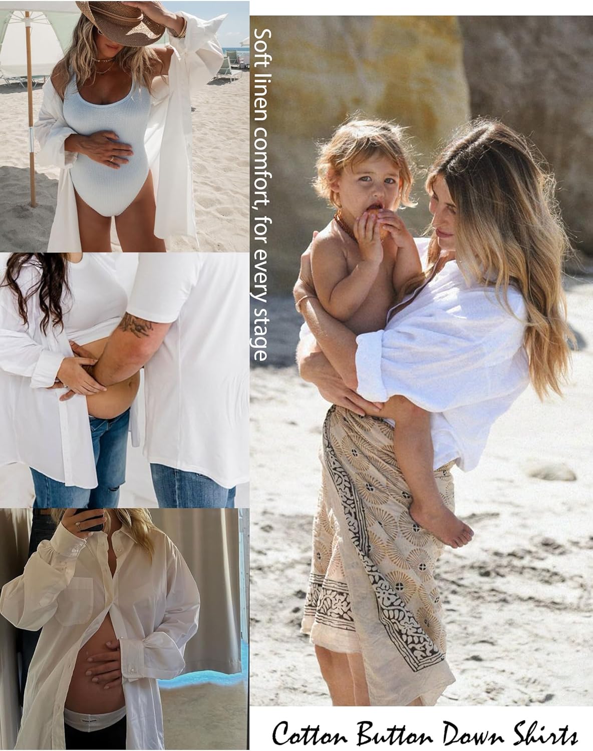 HOTOUCH Womens Button Down Shirts Linen Cotton Long Sleeve Blouses Casual Collared Loose Fit Gauze Tops with Pocket - Image 5