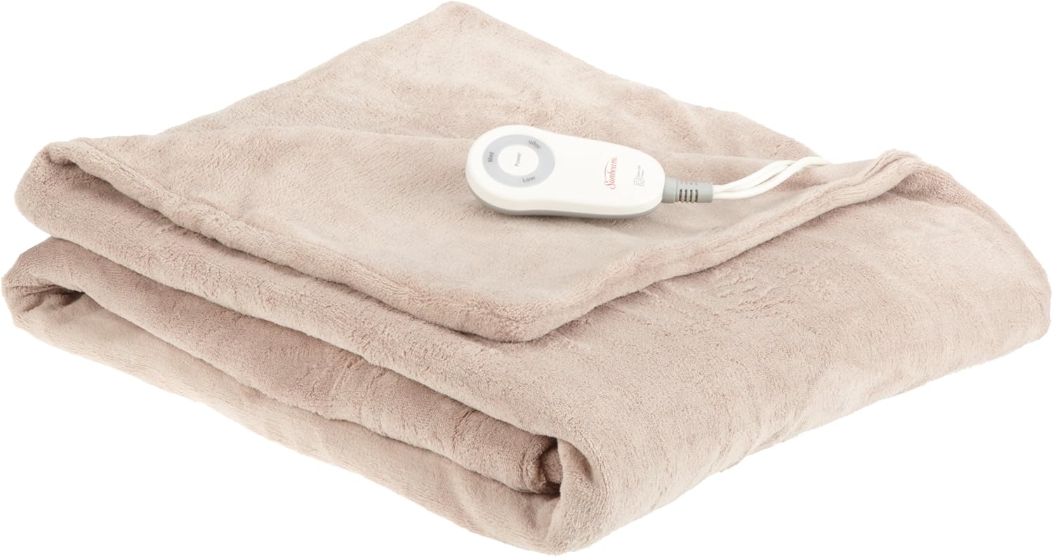 Sunbeam Royal Elegance Microplush Heated Throw, Mushroom Amazon.co.uk