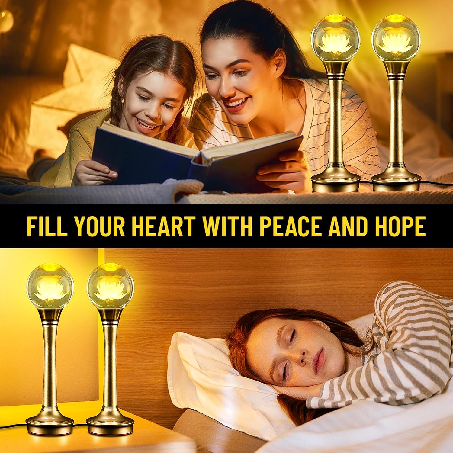 7-Color LED Lotus Flower Lamp, USB & 110V Powered Crystal Buddha Altar Light with Adjustable Switch, Night Light for Home Decor, Meditation, Buddhist Temple