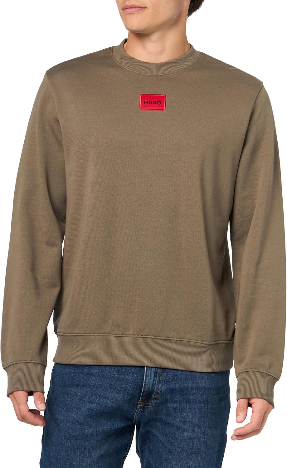 HUGO Men's Regular Fit Square Logo Jersey Sweatshirt