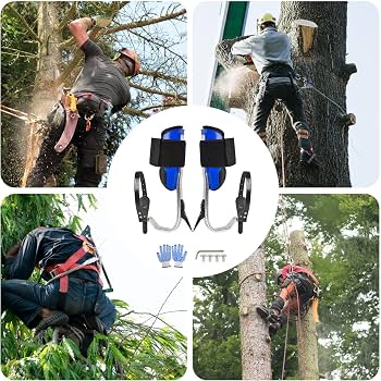 Crampons D'Escalade Aluminium - Kit Harnais Avec Pointes Acier Pour Grimpe Arbres, Cueillette Fruits, Sports Plein Air