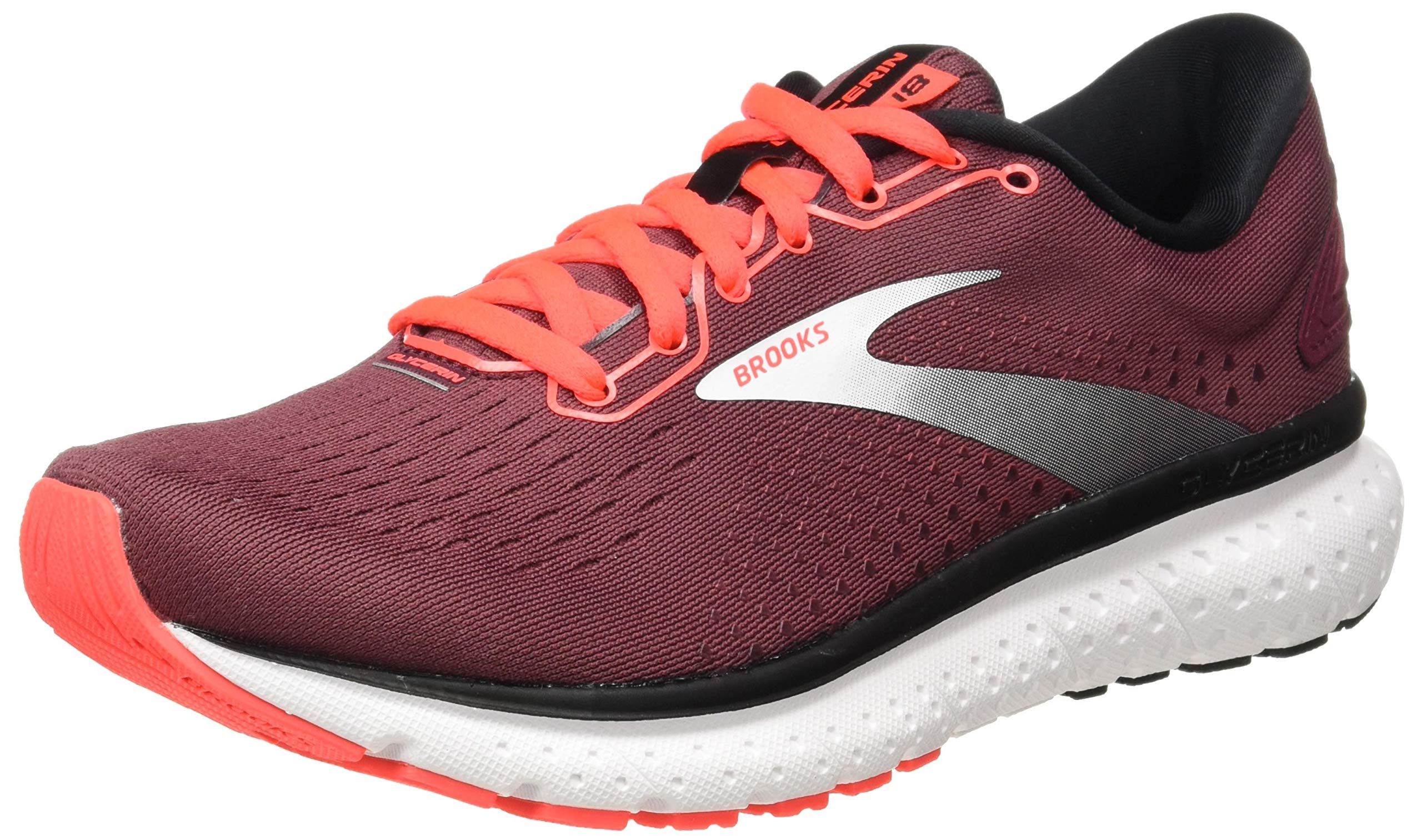 Brooks Womens Glycerin 18 Running Shoe - Nocturne/Coral/White - B - 7