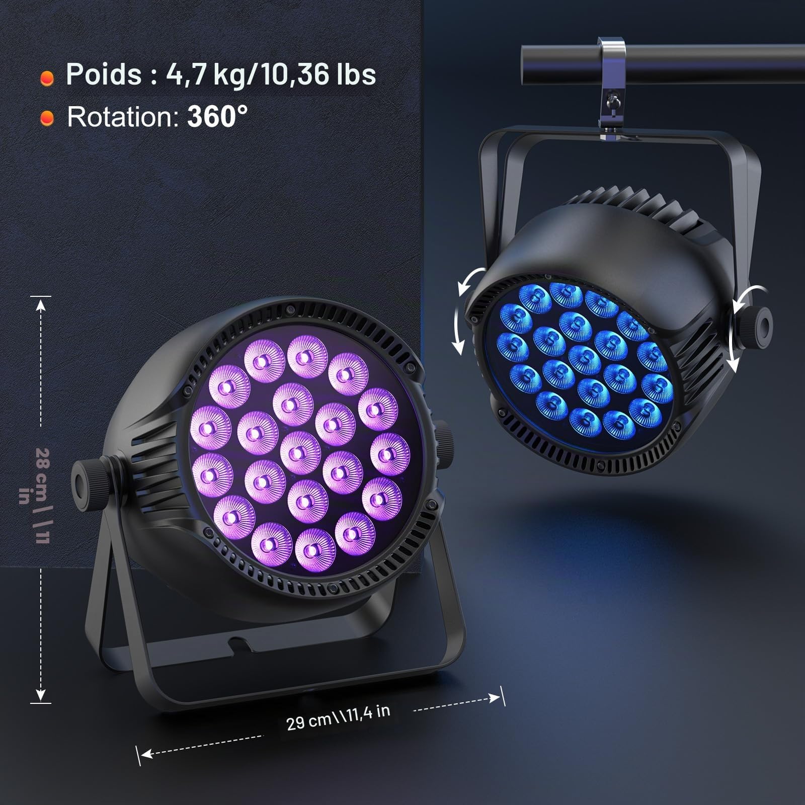 Projecteur LED Par 300 W étanche IP65, RGBW, DMX512, idéal pour les fêtes et concerts en extérieur par temps pluvieux