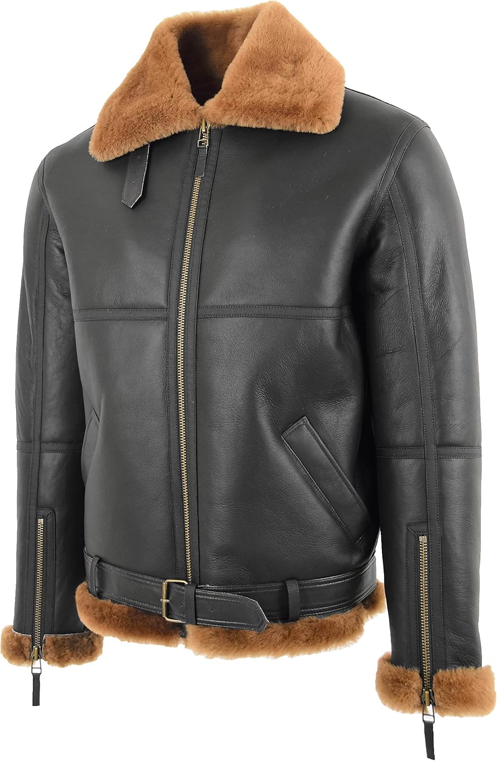 House of Leather Mens Original RAF Flying Sheepskin Shearling Jacket Tyler Brown Ginger