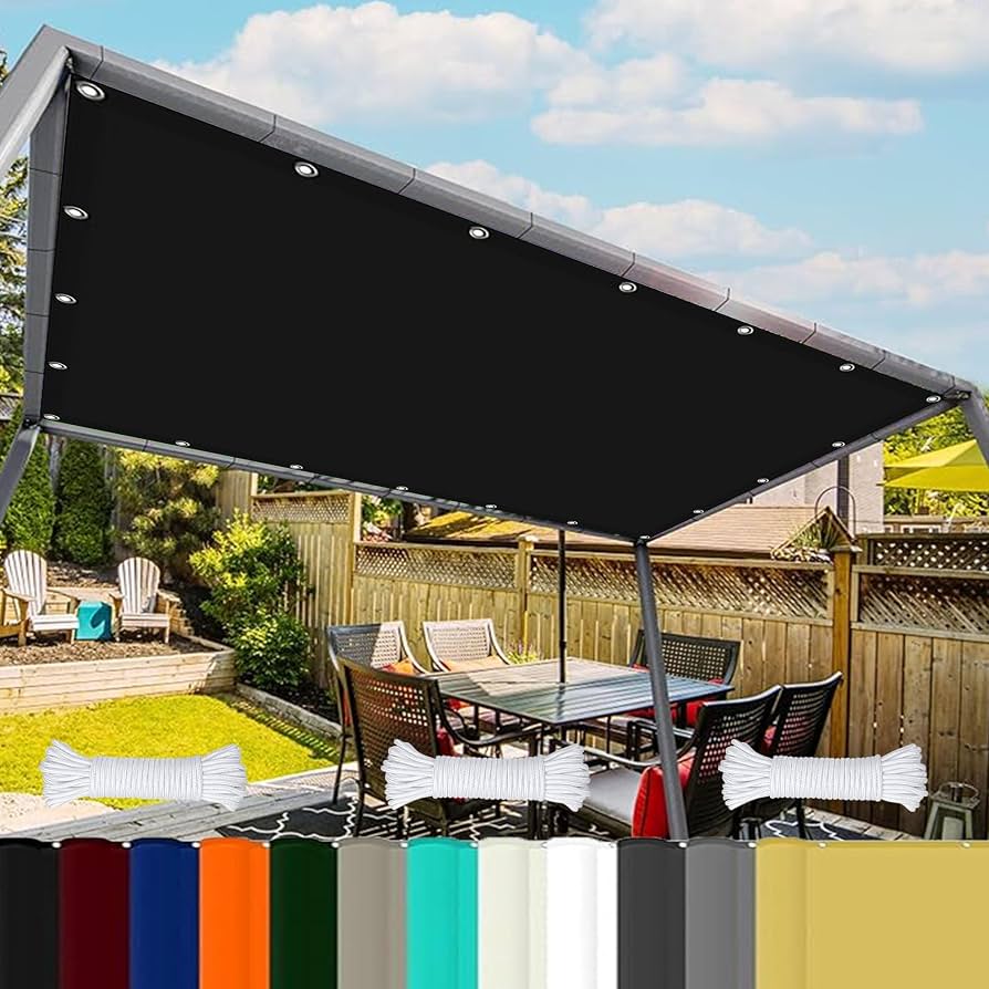 Sonnensegel mit Öse 2.2 x 3.5 m PES Windschutz Sonnensegel Rechteckig Uv-Schutz-Polyestergewebe mit Seil Sonnenschutz Markise für Balkon Terrasse Und Garten, Schwarz