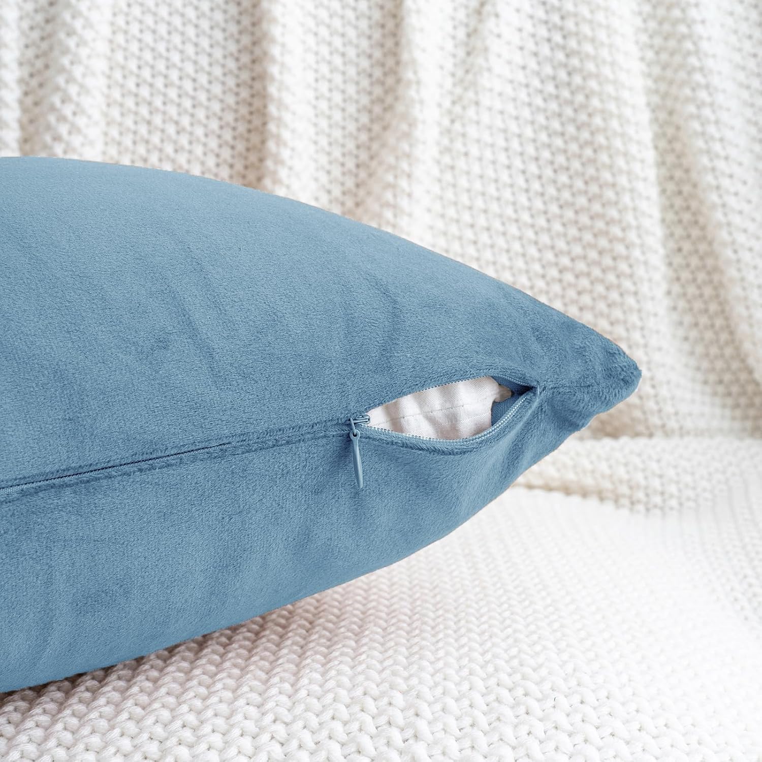 HWY 50 Light Blue Throw Pillow Covers Velvet 16x16 Inch Pack of 2 image 4