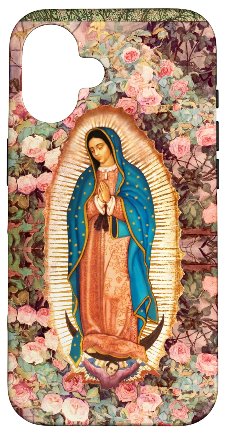 Lady of Guadalupe Pink Flowers Case for iPhone 16