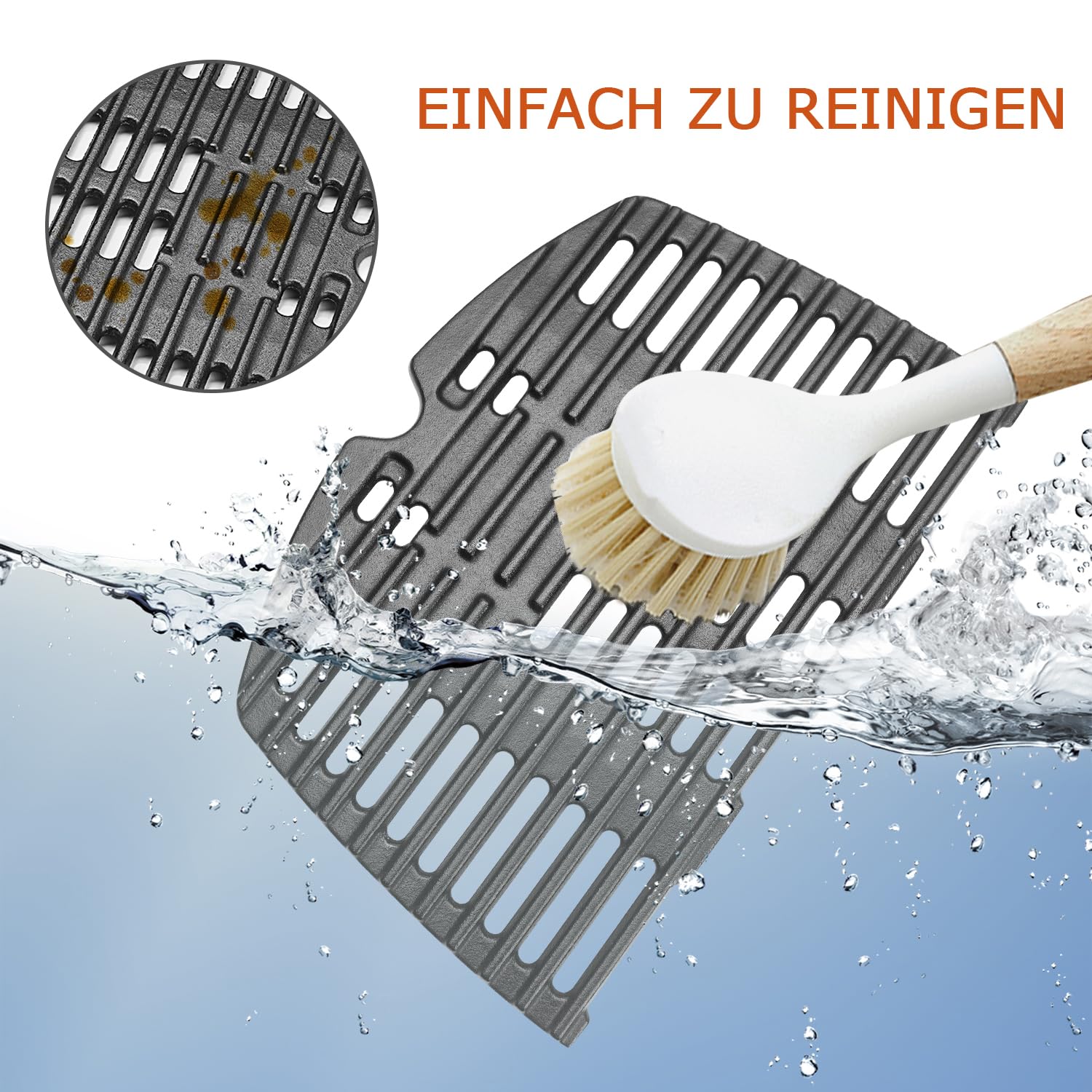 7644 Gusseisen Grillrost für Weber Q100, Q1000, Q120, Q1200, Q1400 Zubehör Gasgrill, 32 x 21.6cm Grillrost Gusseisen Ersatzteile Zubehör, Grillplatte für Weber Grill Baby-Q Gekauft Ersatzteile, 2Pack
