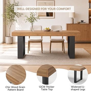 GRAVFORCE Extendable Dining Table 4-6 Seater Kitchen Dinner Table