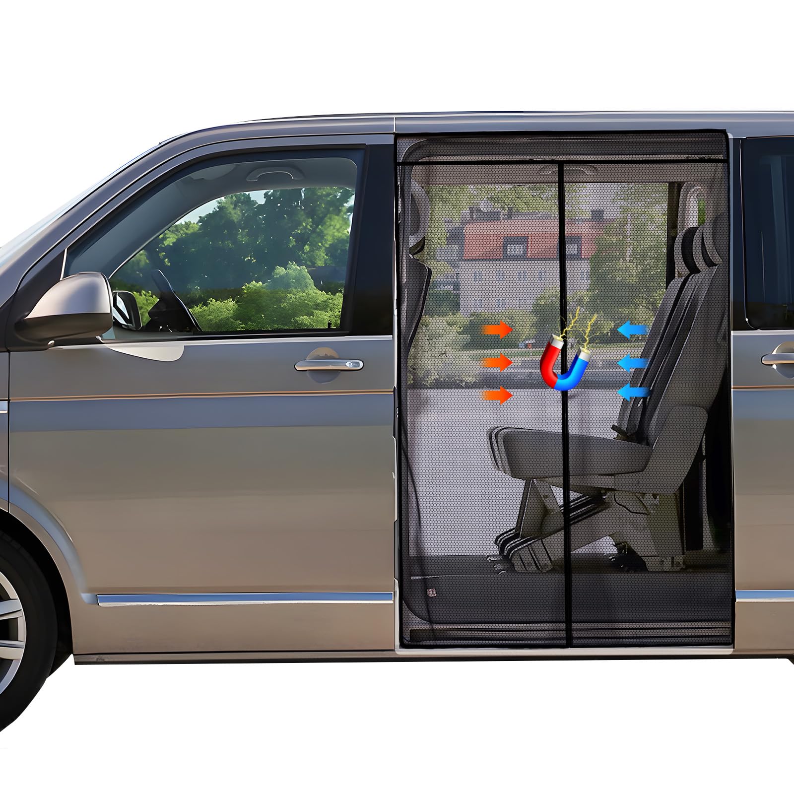 ZATOOTO Moskitonetz Magnetisch Kompatibel VW T5 T6 für Schiebetür, Fliegengitter Insektenschutz Sonnenschutz, Seitentür Schattennetz Camping
