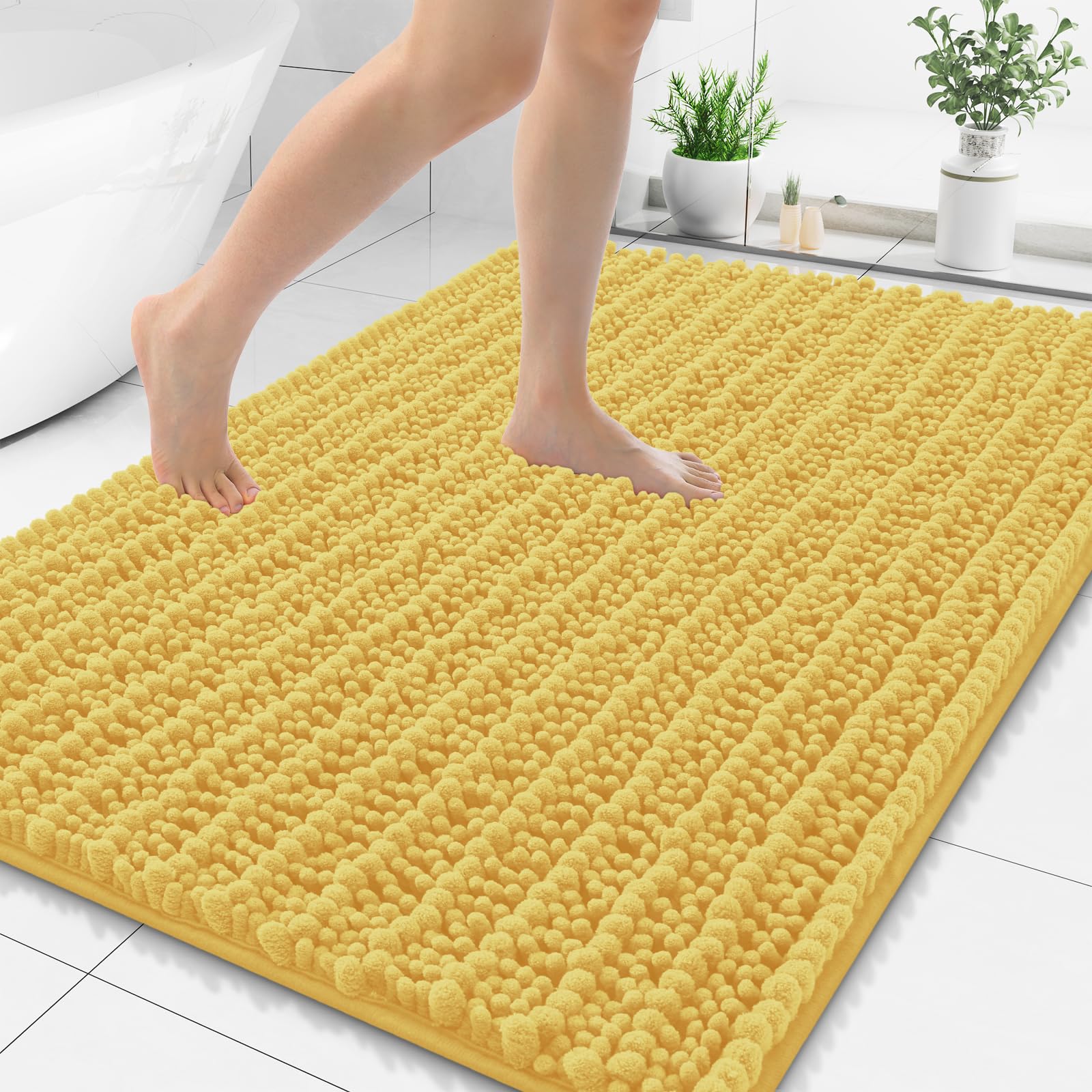 Photo 1 of Smiry Chenille Bath Rug 48"x32" Yellow