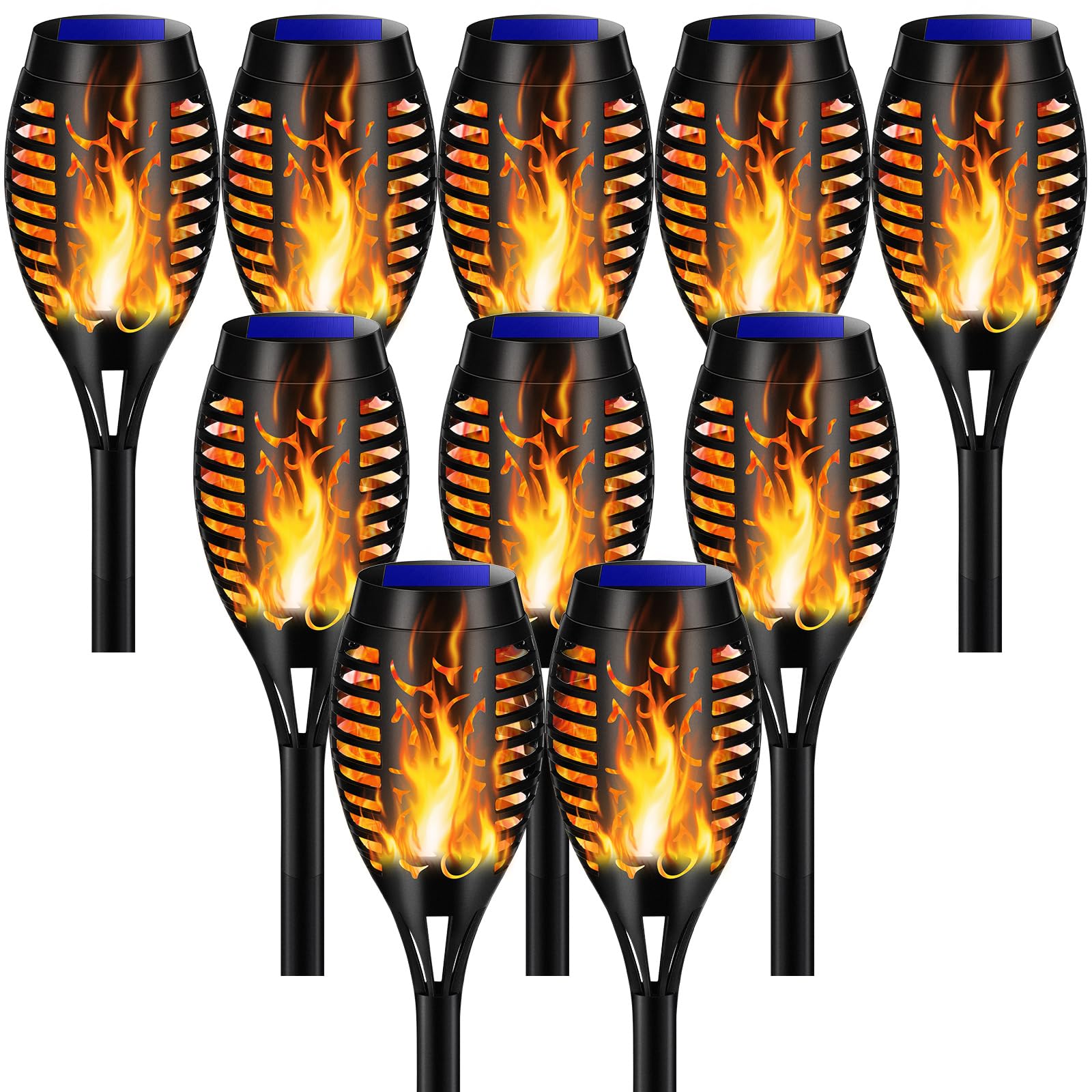 ZEYXINHSolar Flickering Dancing Flame Lights, 10 Pack Flame Effect Garden Lights, Waterproof for Yard Patio Pathway Driveway Party Christmas Decoration