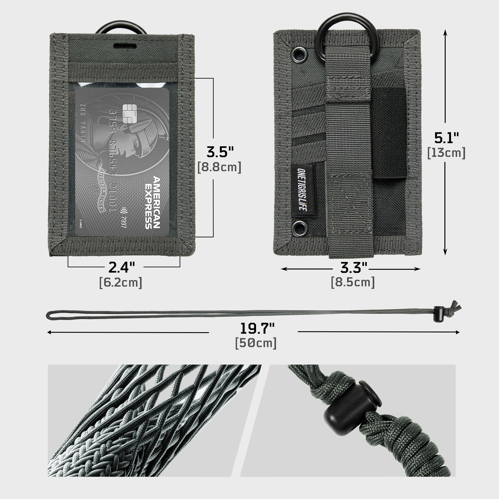OneTigris - Portatarjetas de identificación táctico con Soporte para lápices y Collar