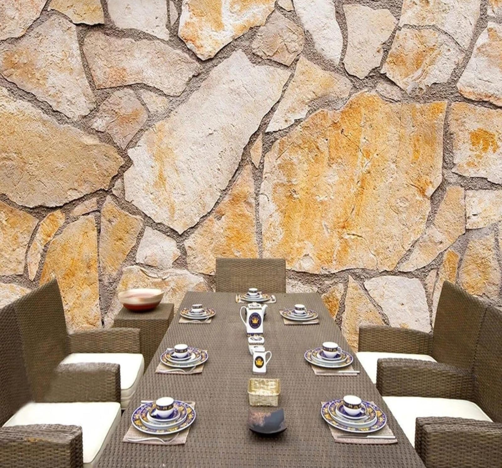 XLMING Creative Stone Wall Texture Restaurant Café 3D Wallpaper Luxury Home Dining Decor Paste Sofa Living Room The Wall for Bedroom Mural-400cm×280cm