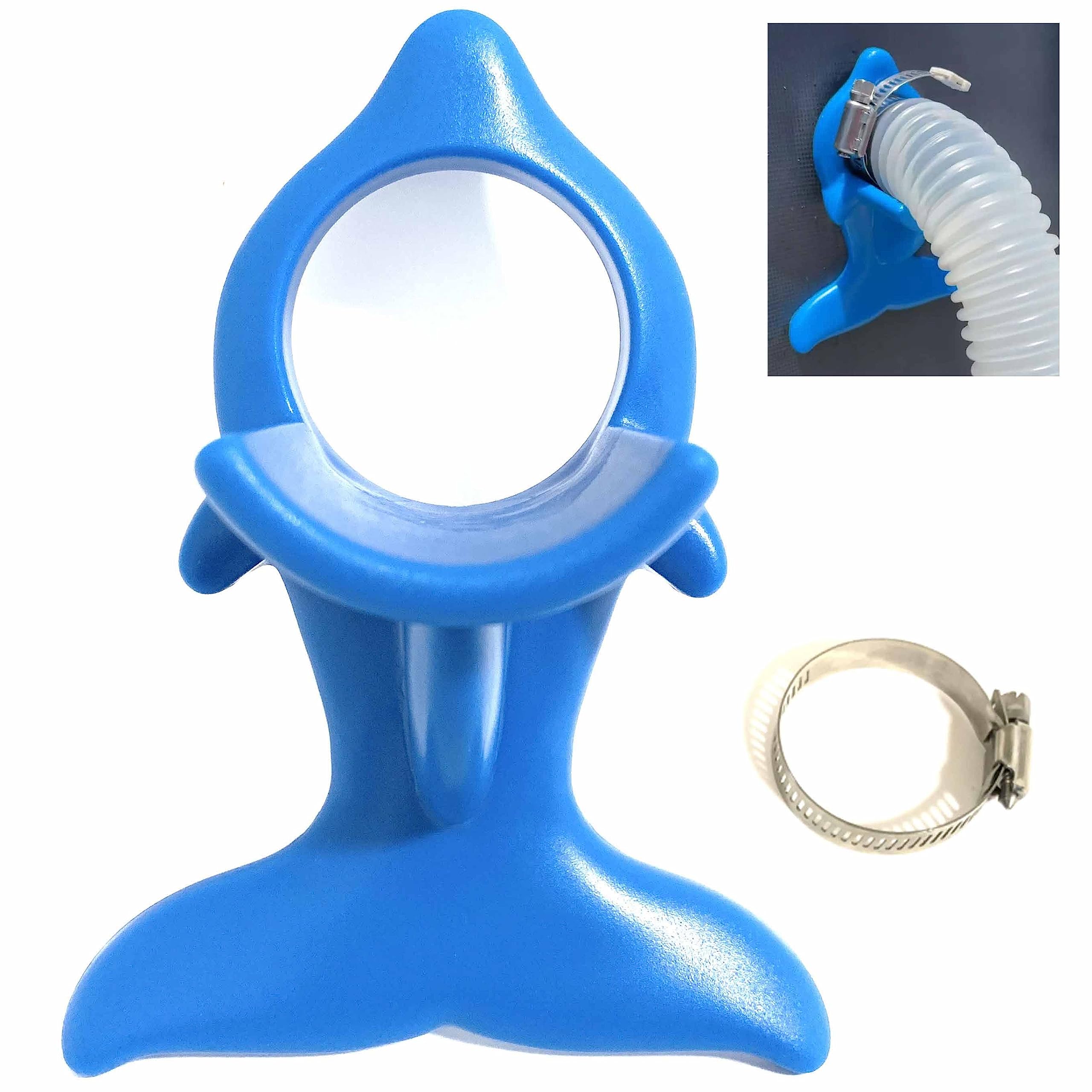 Hose Support Brackets Gadgets for Above Ground Swimming Pool Pipe Holder 1.25 inch Accessories Anti Kink Strain Tear Puncture Sagging Sideways Dolphin Shape (2 Pack)