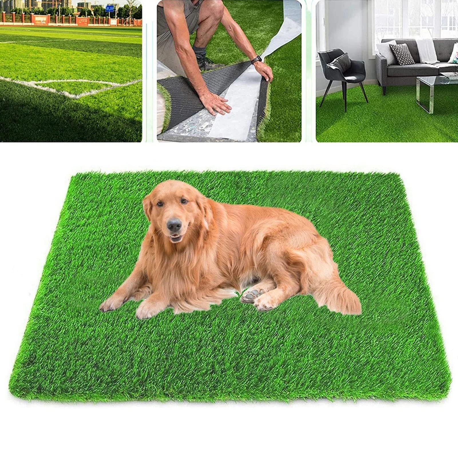 Gazon synthétique Pelouse Artificielle Verte Anti-UV Facile à Nettoyer for balcons, terrasses et Jardins