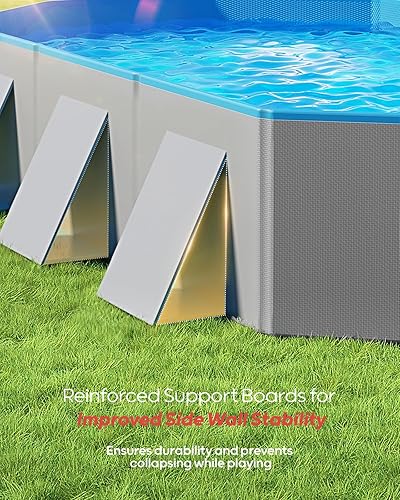 Peteast Foldable Dog Pool - Extra Large 71" x 39" x 12" Hard Plastic Portable Pet Bath Tub with Non-Slip & Reinforced Stability, Collapsible Design for Indoor Outdoor Backyard Use (Blue)(Blue&gray,82Inch)