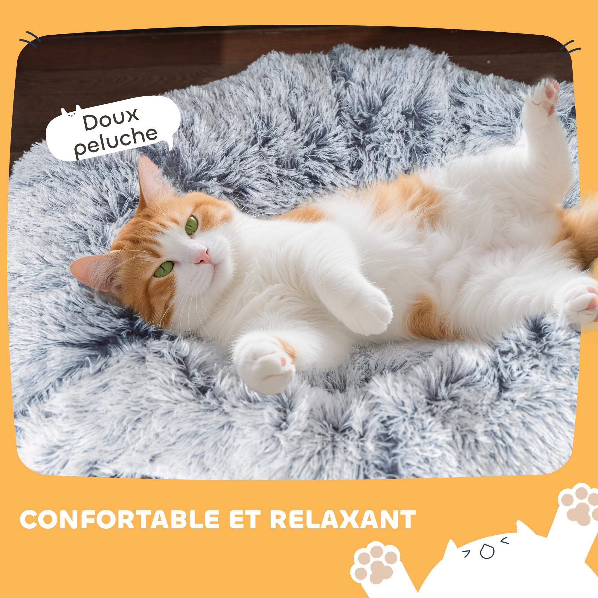 PawHut Tunnel pour Chat Intérieur 2 en 1 avec Lit de Chat en Tissu Suède Doux, Tunnel Chat Rond Pliable en Forme de Donut avec Coussin Circulaire Lavable, Jouet Balle et Trou d'Entrée, Gris Clair