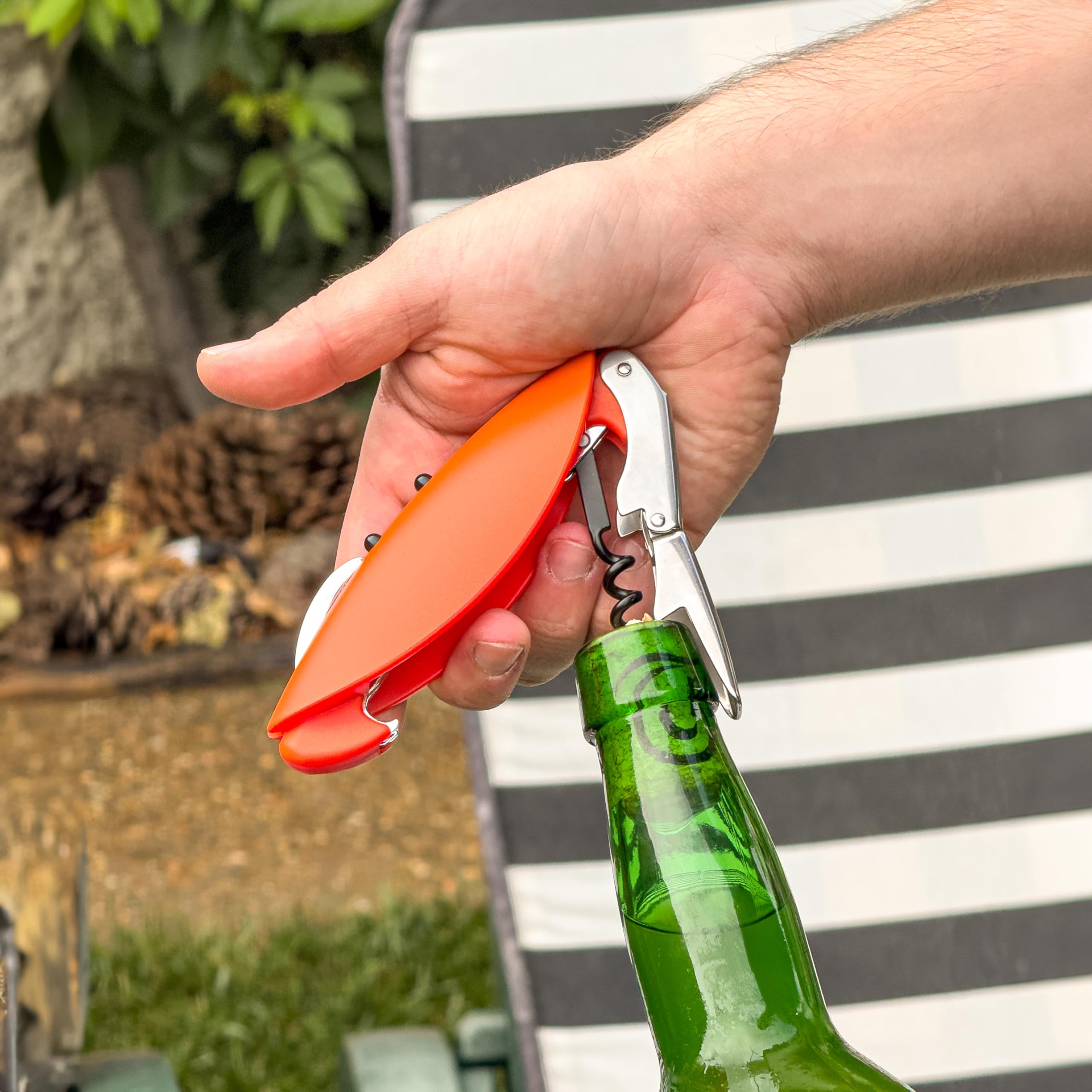 Fisura - Origineller Korkenzieher "Krabbe“. Korkenzieher aus rostfreiem Stahl mit integriertem Folienschneider. Lustiger Weinöffner. Bieröffner, ideal als Geschenk.
