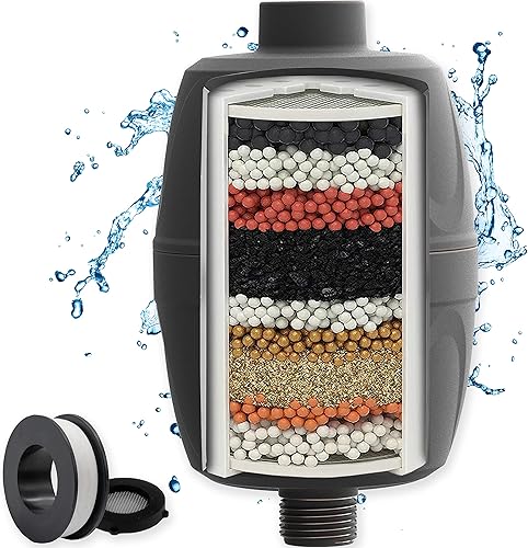 Aqua Elegante Filtro de ducha de 16 etapas, filtros de agua universales para eliminar el cloro y los minerales duros, purificador de baño y sistema