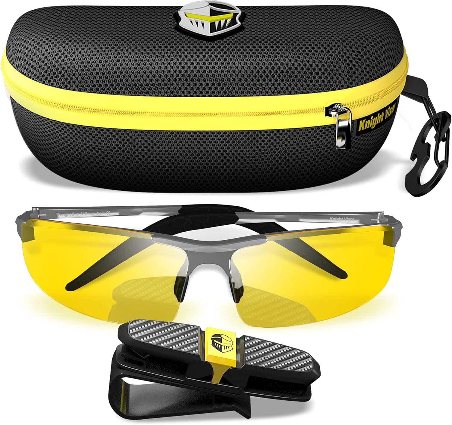 BLUPOND Night Driving Glasses For Men/Women - HD Yellow Vision for Maximum Clarity - Knight Visor