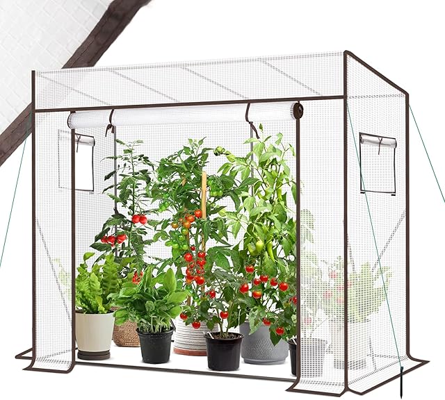 Sekey Sekey Gewächshaus Tomatengewächshaus 200x170x77 cm, Begehbarers Tomaten Gewächshaus Foliengewächshaus Balkon Outdoor - Stabil, Winterfest, UV-Beständig, Weiß — Gewächshäuser