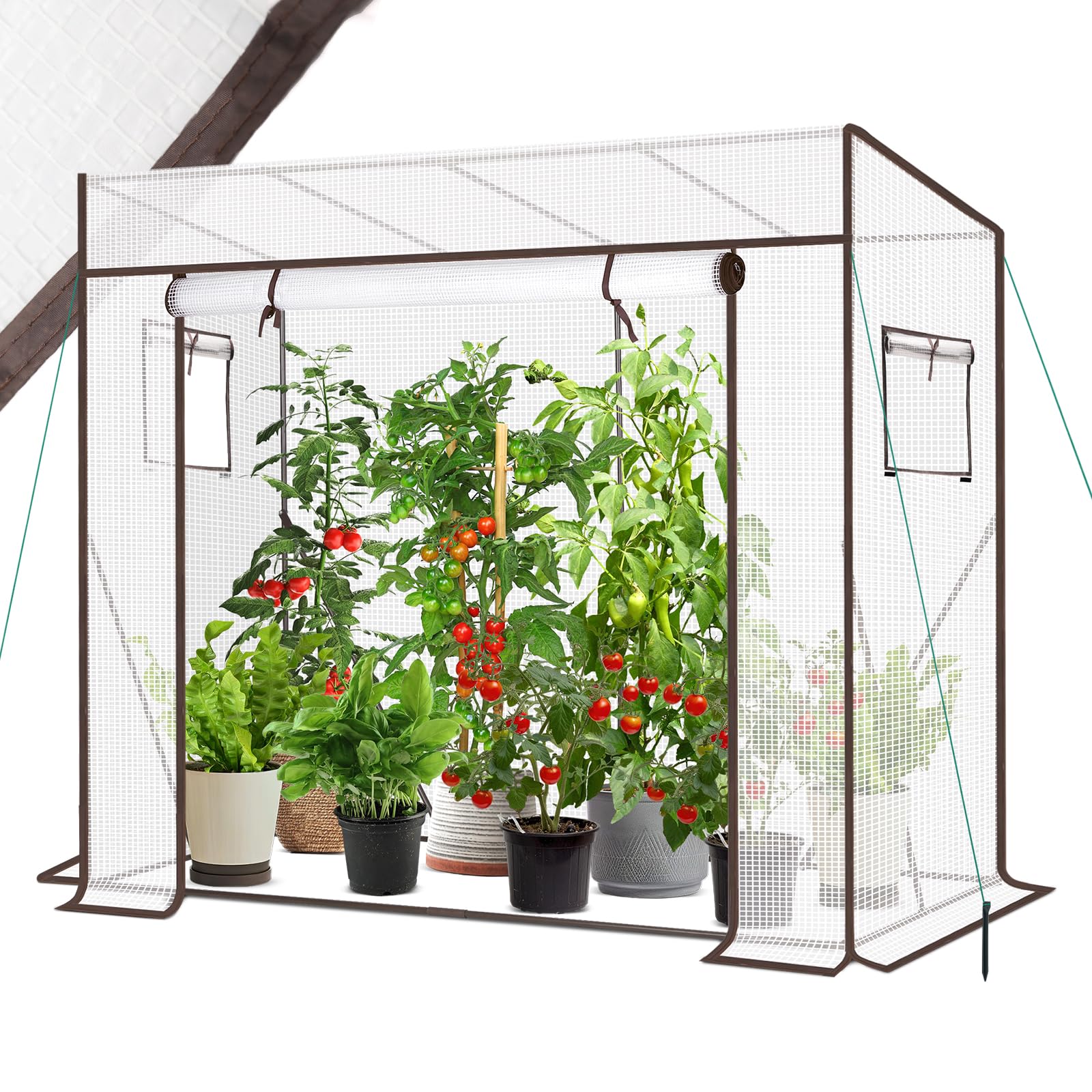 Sekey Gewächshaus Schrägdach Foliengewächshaus – Begehbares Tomatengewächshaus, 200x77x146/169 cm