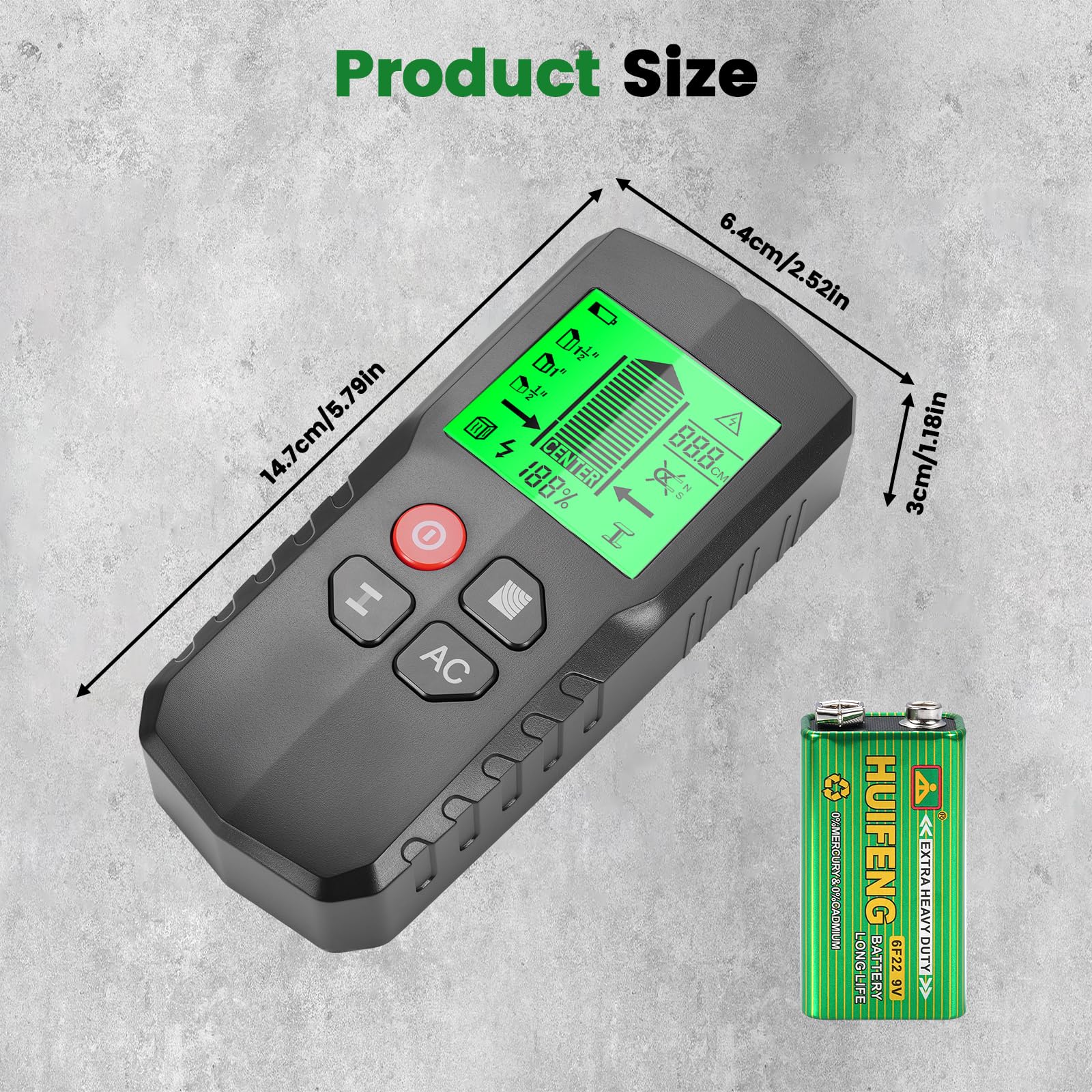 Leitungssucher Ortungsgerät, 5 in 1 Multifunktions Wand Scanner Detektor Stud Finder, Leitungssuchgerät mit HD-LCD-Display & Audio-Alarm für Metall, Rohre, Holz, Stromleitung, Bolzen & Balken