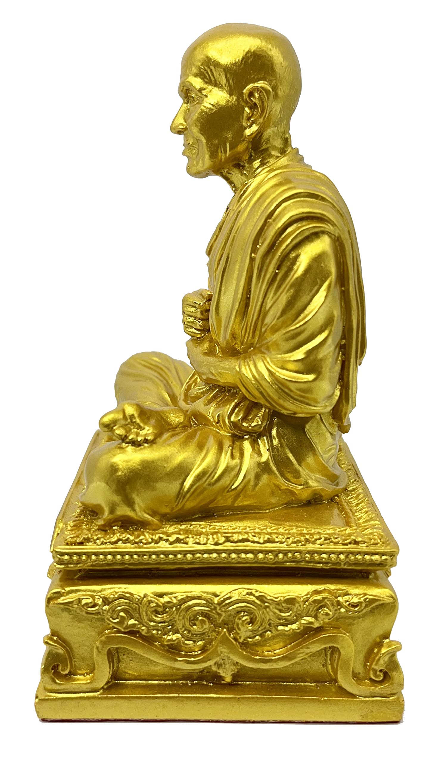 BUDDHO Somdej Toh - Estatua de Buda de 5 pulgadas de alto, budista tailandés, estatua de Buda tailandés, decoración de habitación, regalo pequeño de oficina (dorado)